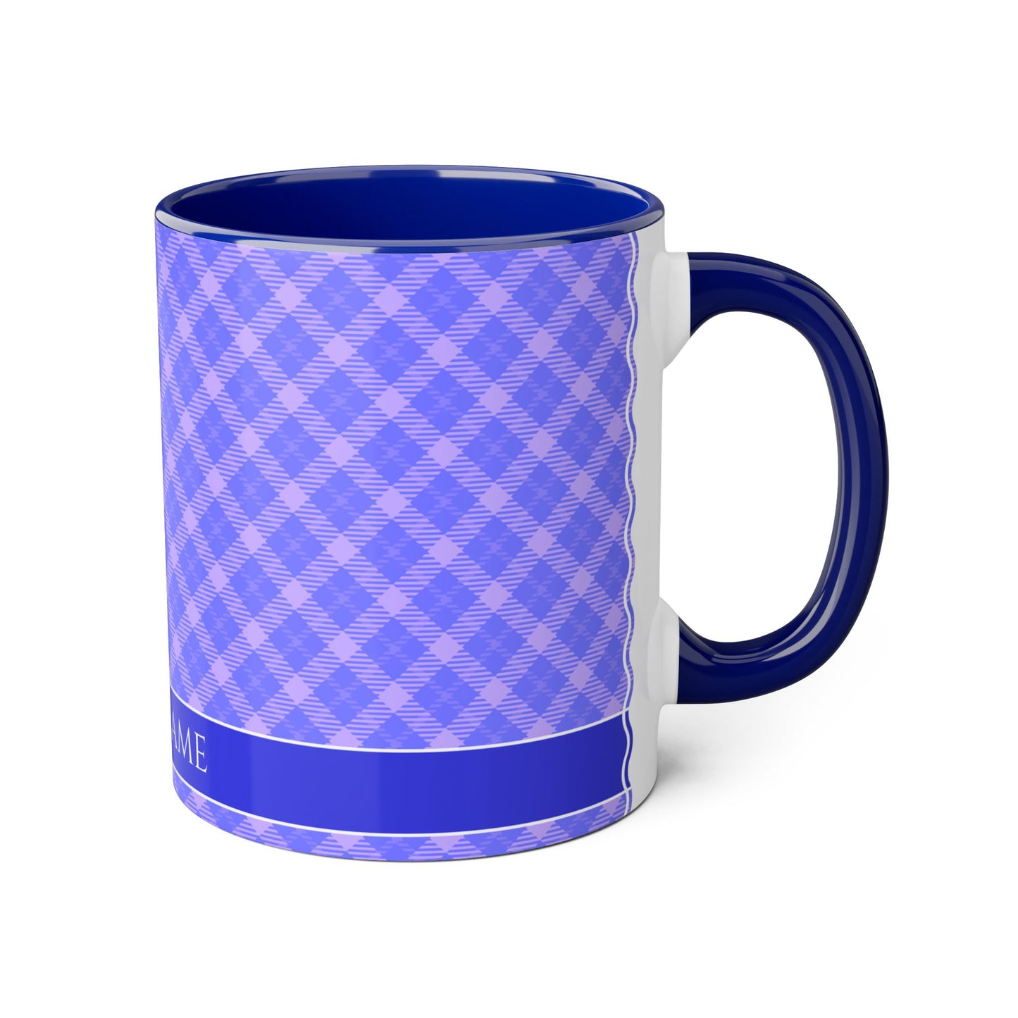 Lavender Plaid Horizon: Personalize It! Your Name, Your Font | Accent Mug (Small) (Blue)