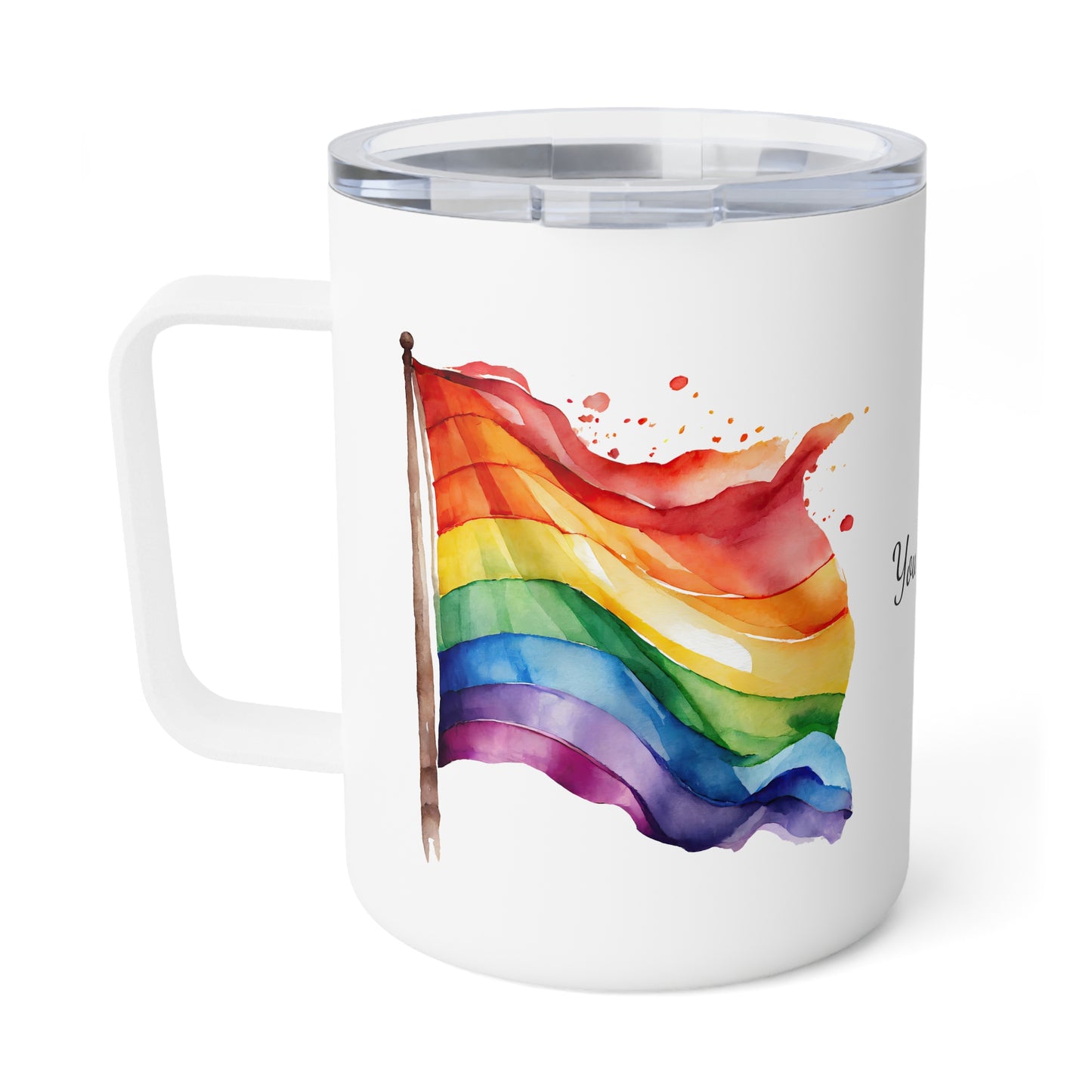 Rainbow Flag · Personalize It! Your Name | Insulated Coffee Mug