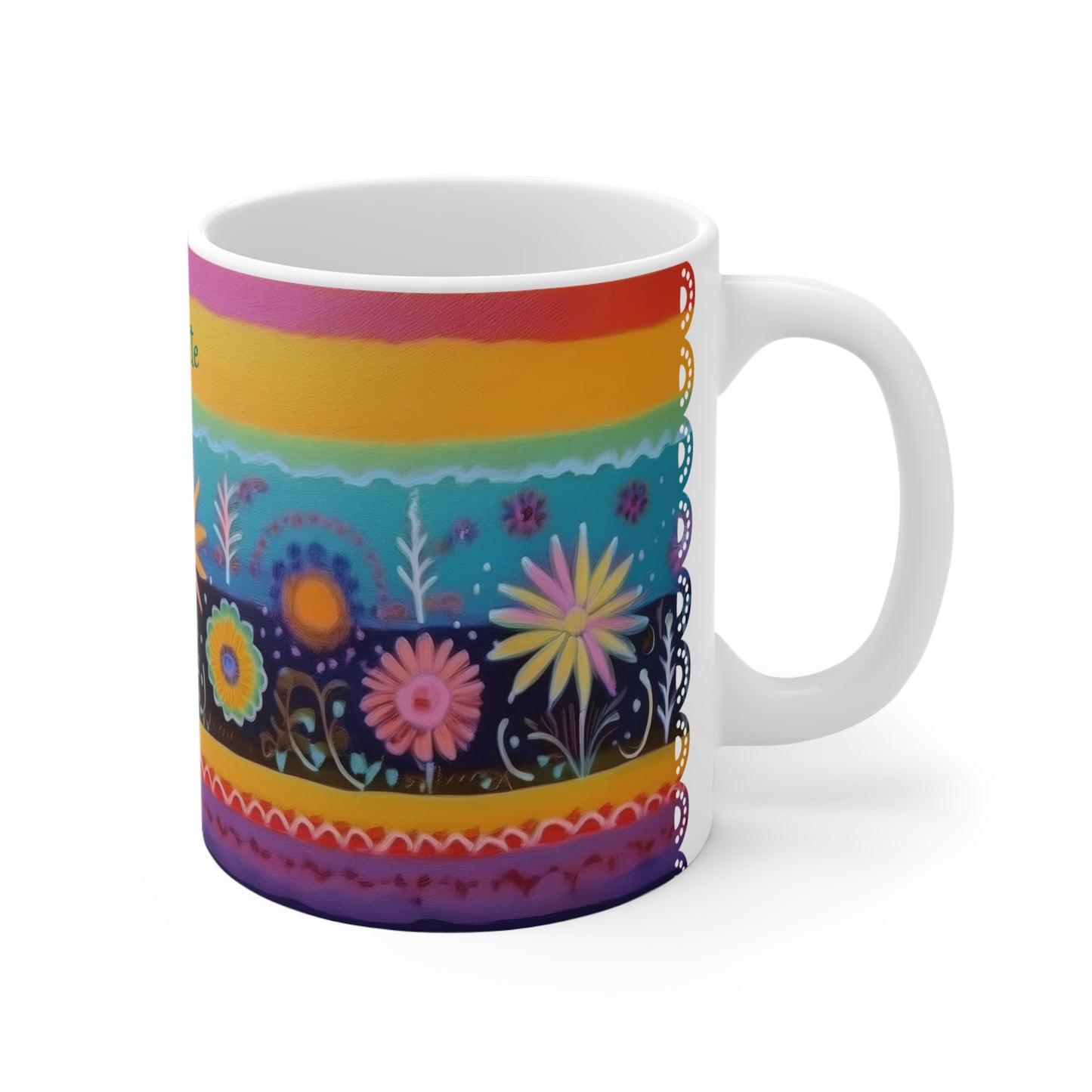 Floral Tapestry Bloom: Personalize It! Your Name, Font and Color | Ceramic Mug (Small/Medium/Large)