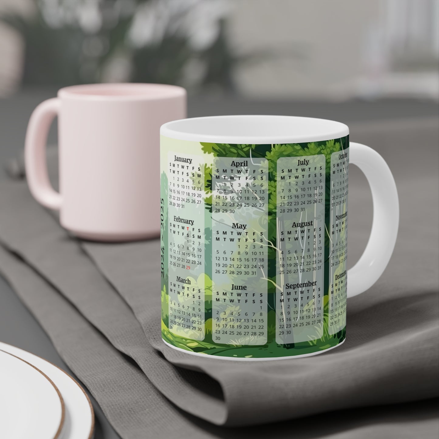 Serenity Forest Wisdom: 2-Year Calendar 2024 to 2025 | Ceramic Mug (Large)