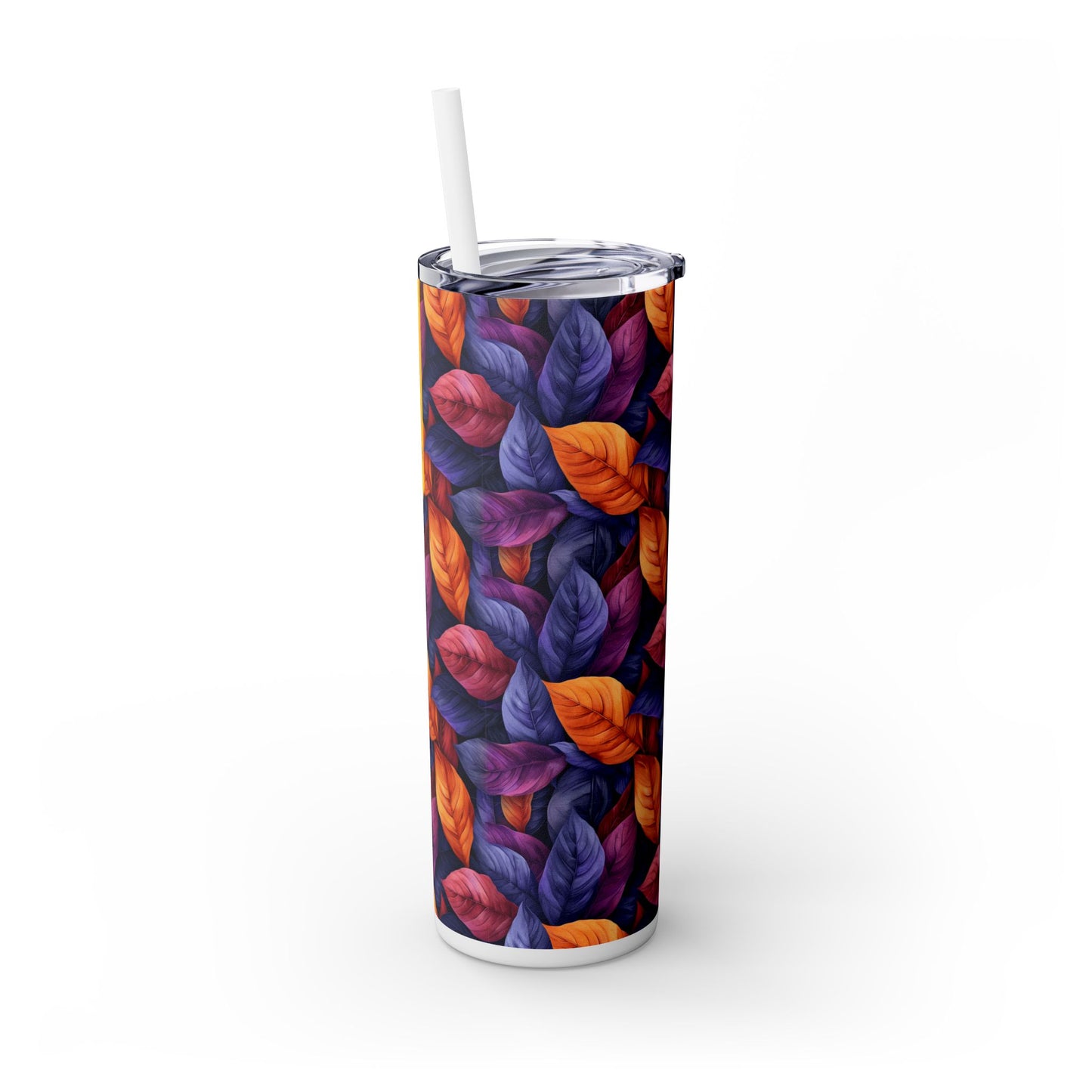 Folia Purpura · Personalize It! Your Name and Font | Skinny Tumbler with Straw (Glossy) (White) / (Matte) (Black)