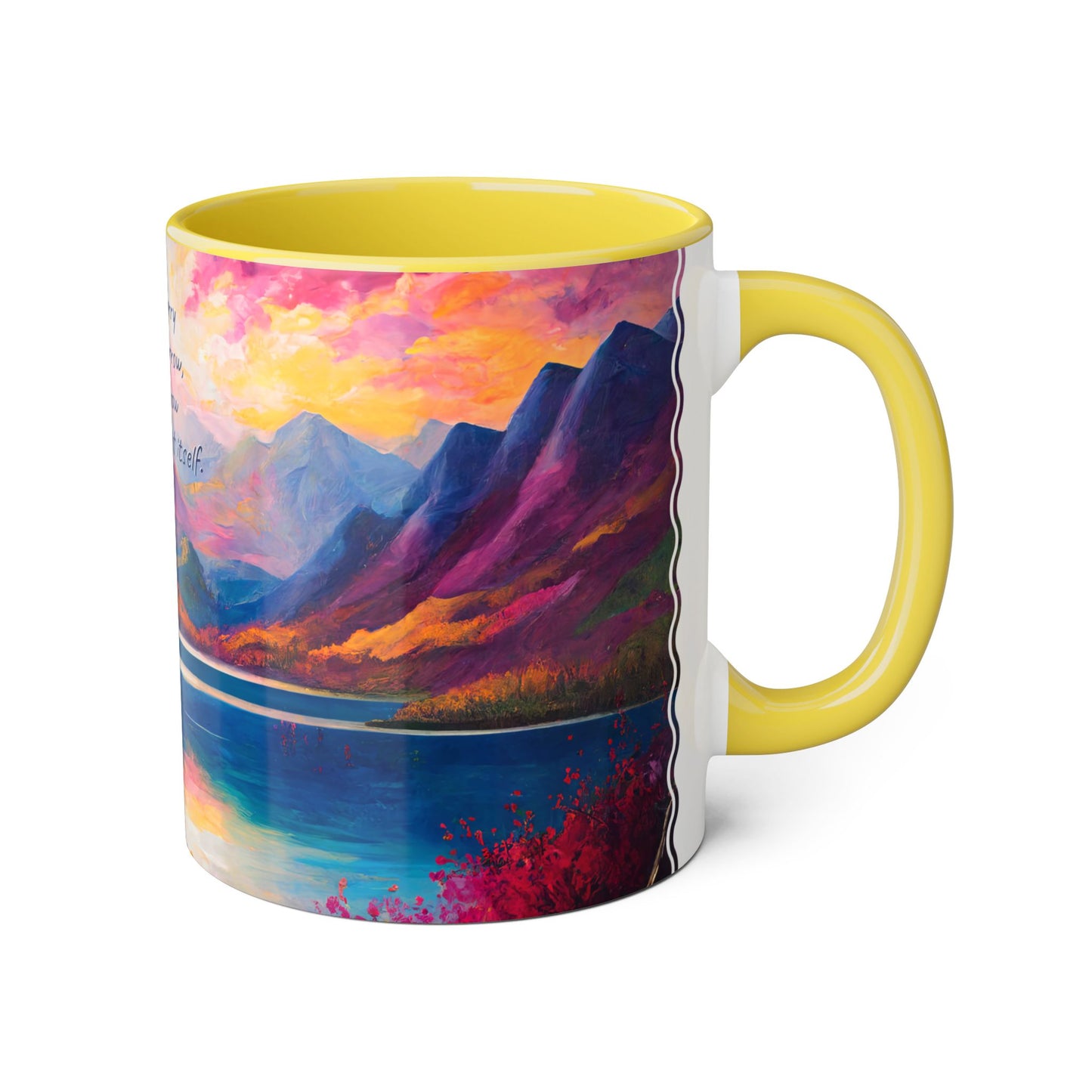 Autumn Lake · Customize It! Your Text or Quote | Accent Mug (Small) (Blue/Pink/Red/Yellow).