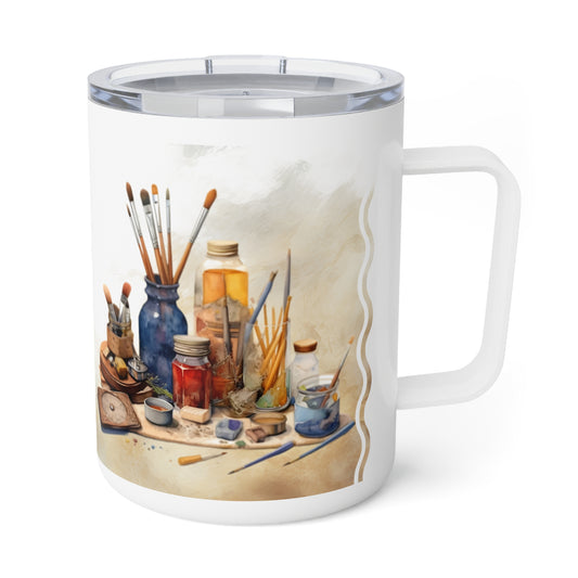 Artist's Painting Tools · Personalize It! Your Name | Insulated Coffee Mug