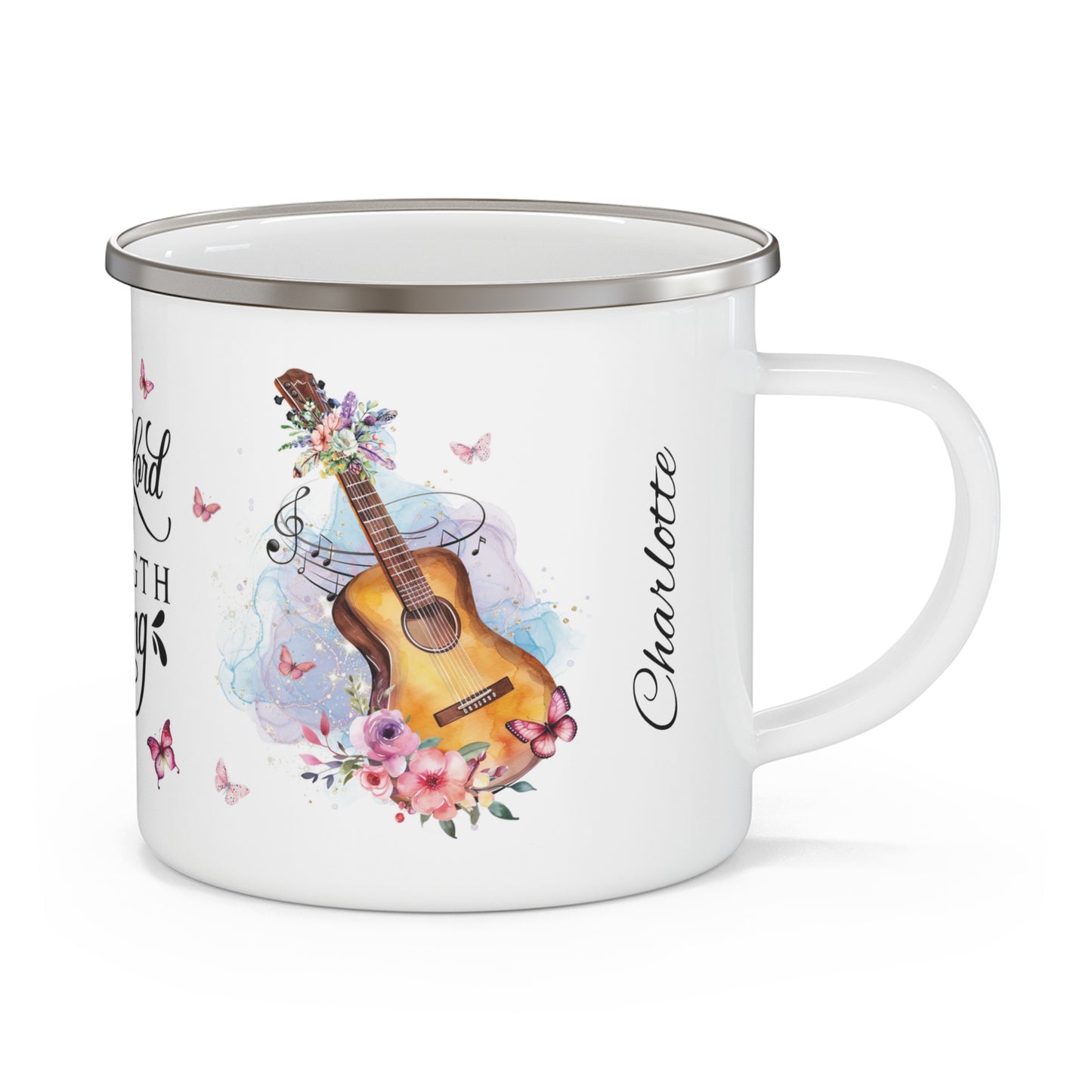 Melodic Faith Inspiration · Personalize It! Your Name, Font and Color | Enamel Camping Mug