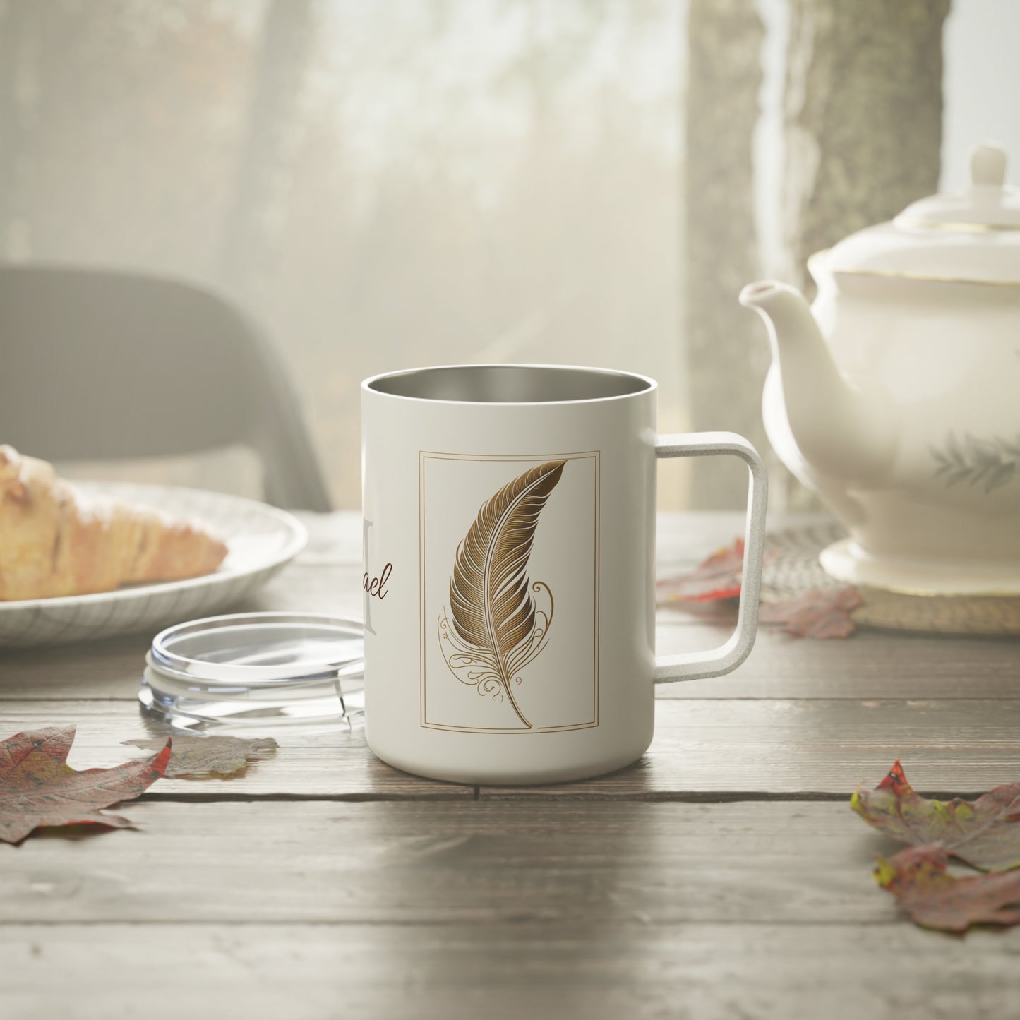 Golden Feather: Personalize It! Your Name | Insulated Coffee Mug