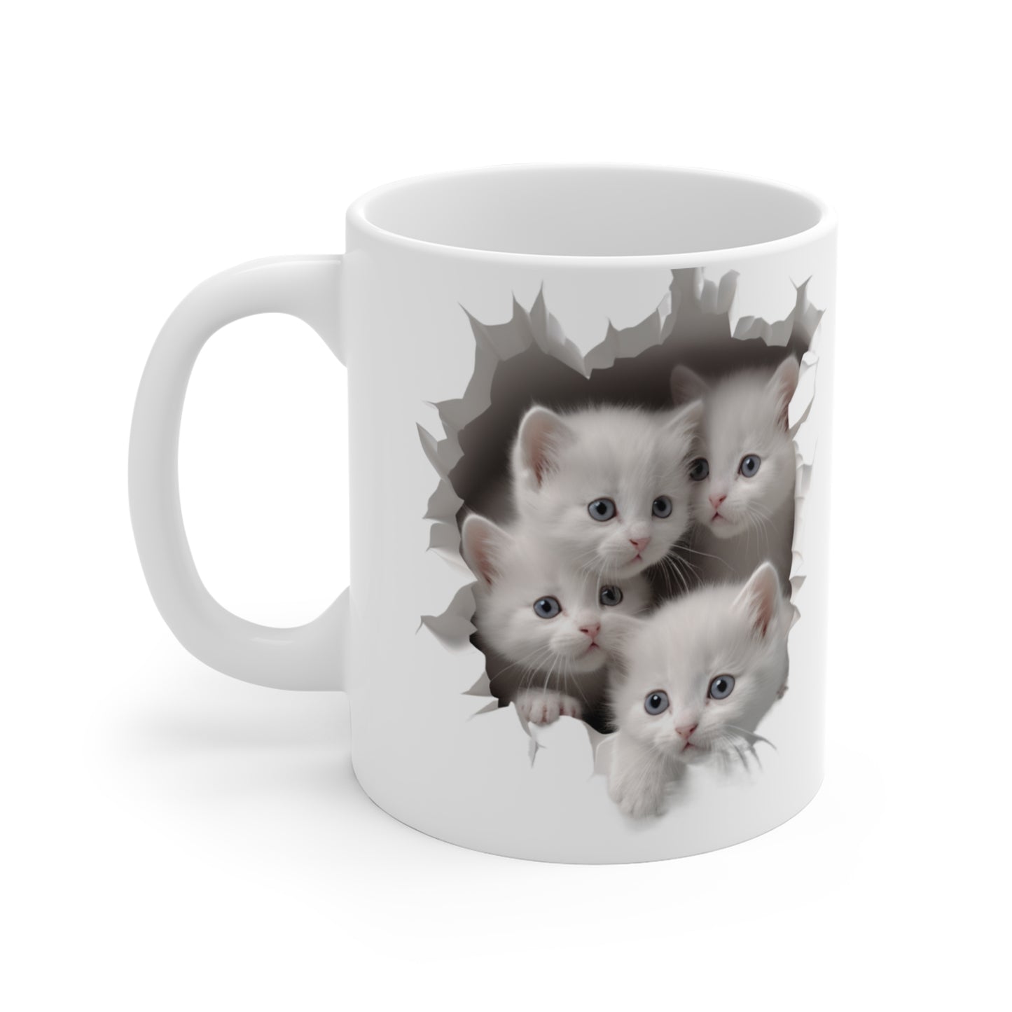 White Kittens in a Mug Hole | Ceramic Mug (Small)