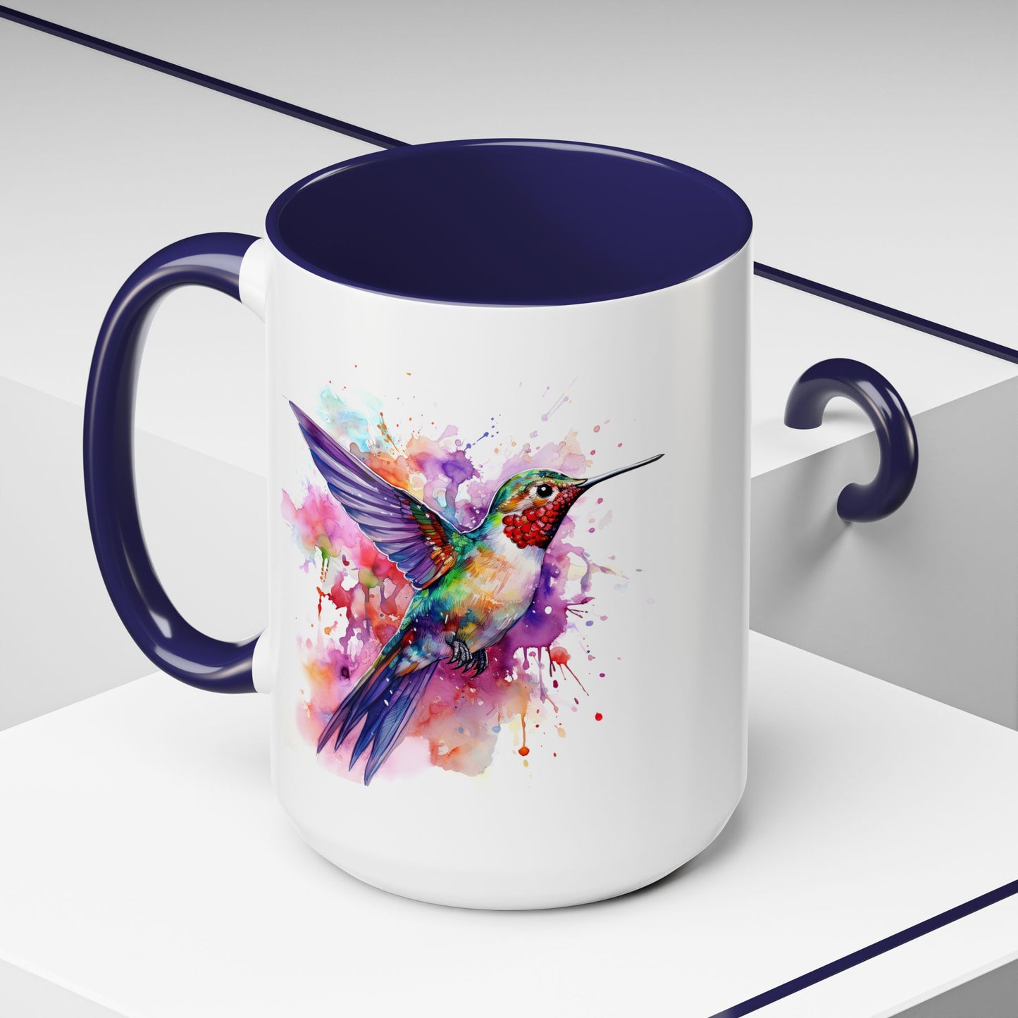 Hummingbird · Personalize It! With Your Name | Accent Mug (Small/Medium) (Black, Light Blue, Navy, Orange, Pink, Purple, Red, Yellow)