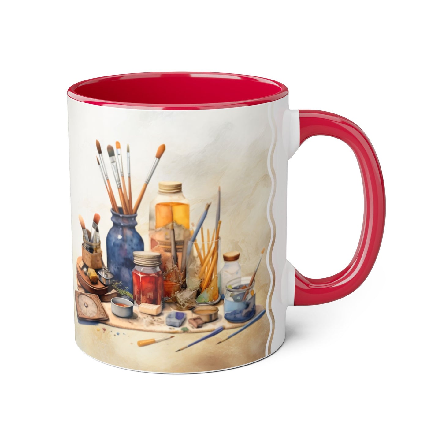 Artist's Painting Tools · Personalize It! Your Name | Accent Mug (Small) (Black/Light Green/Pink/Navy Blue/Red/Yellow).