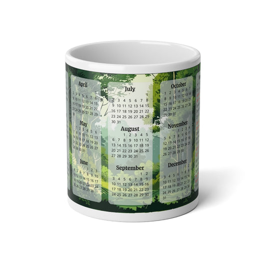 Green Forest, 15 Year Calendar 2023 to 2037, Ceramic Mug (Large)