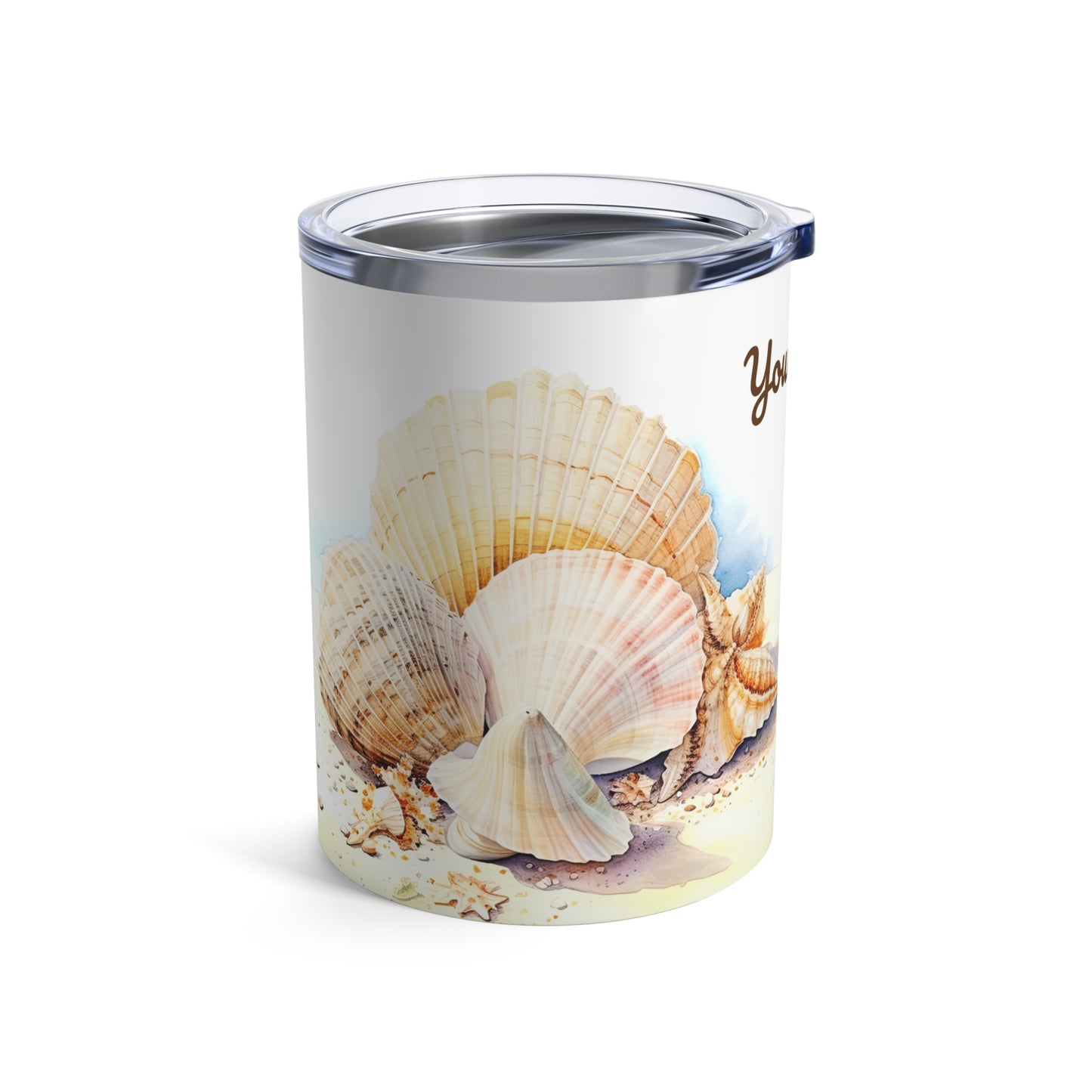 Serene Seashells Watercolor Art · Personalize It! Your Name, Font and Color | Small Tumbler