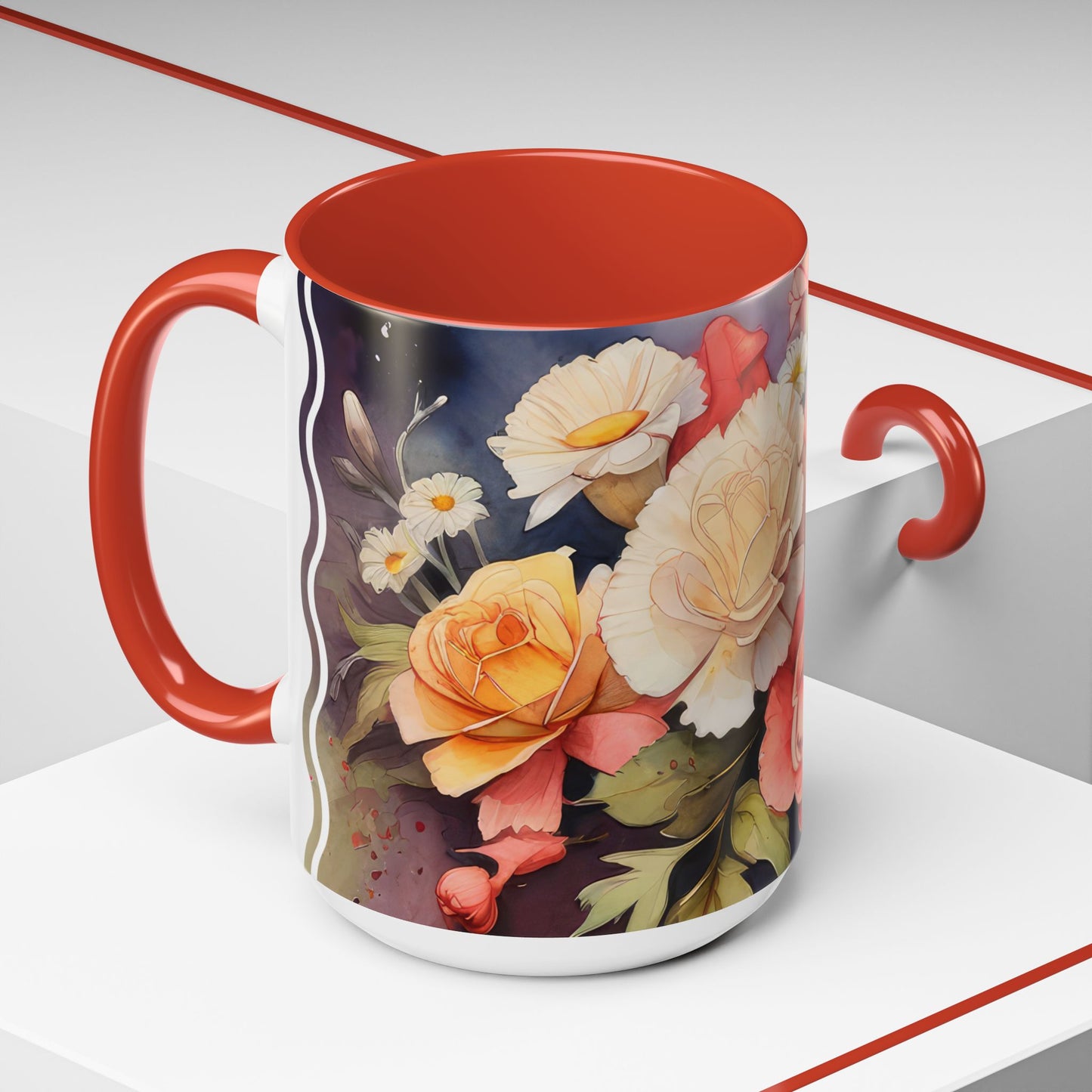 Carnation Cascade | Accent Mug (Medium) (Pink/Red)