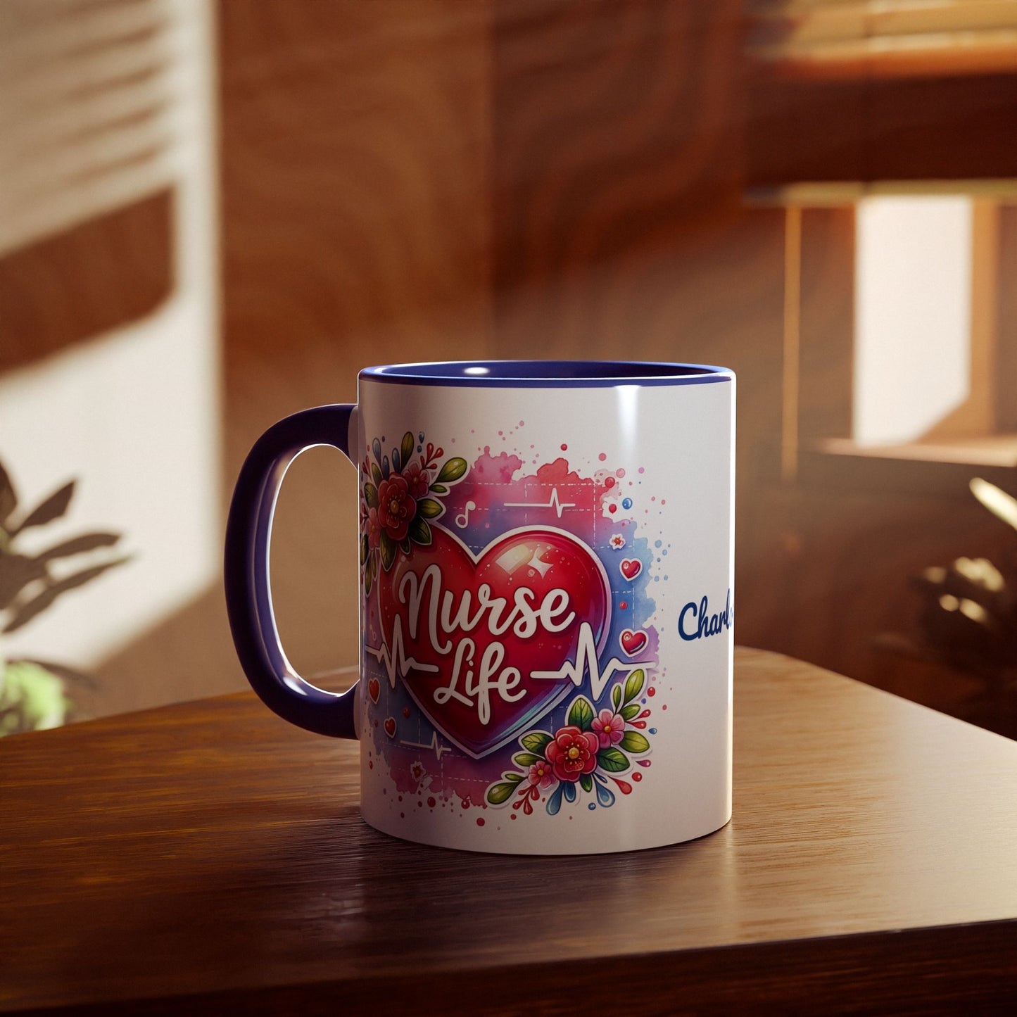 Nurse Life · Personalize It! Your Name | Accent Mug (Small) (Black/Blue/Light Green/Pink/Red/Yellow).