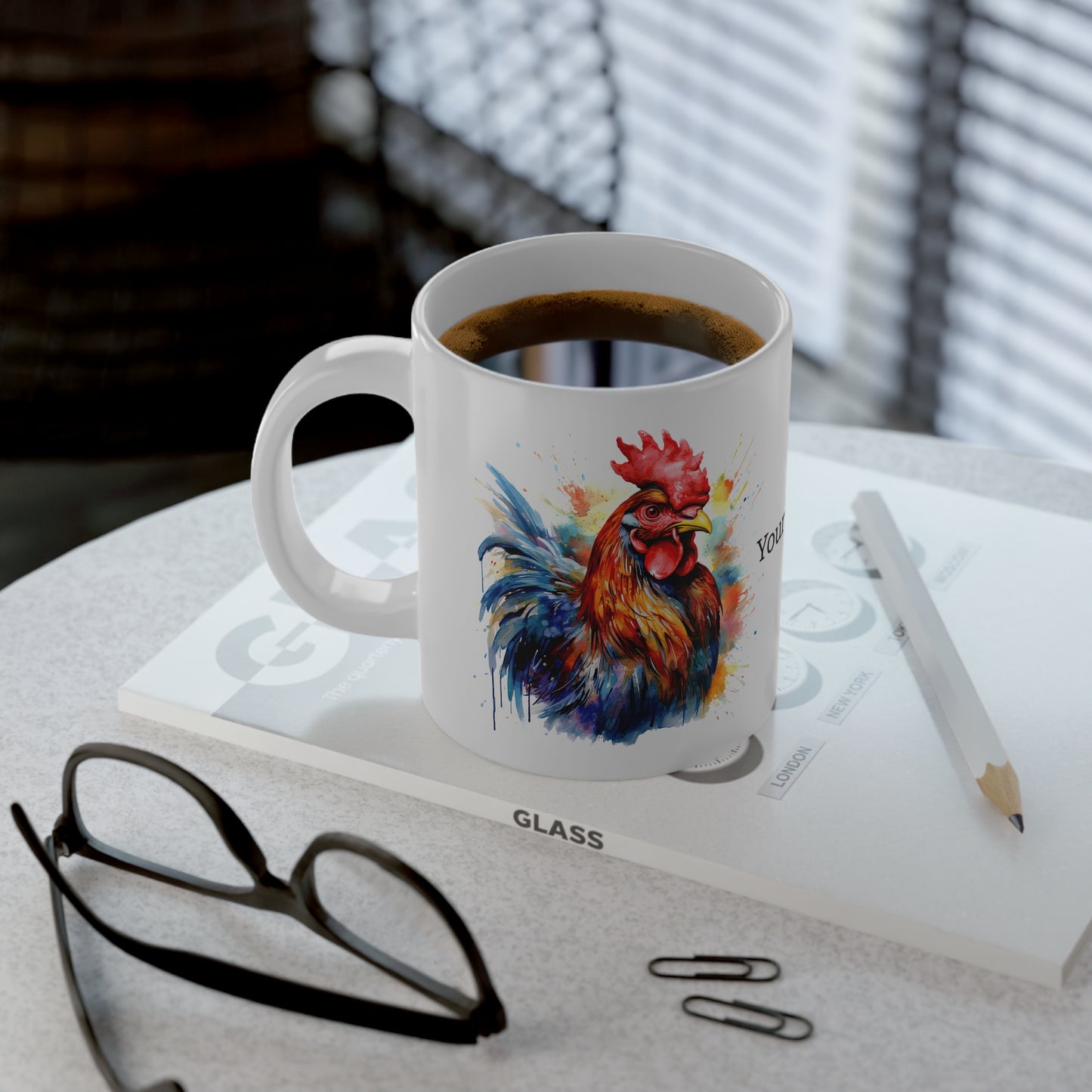 Majestic Rooster · Personalize It! Your Name and Font | Ceramic Mug (Large)