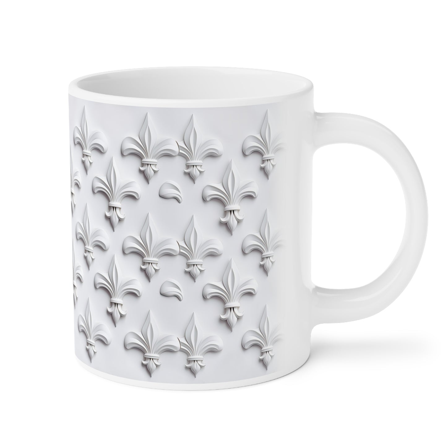 Fleur de Lys Relief, Ceramic Mug (Small/Medium/Large)