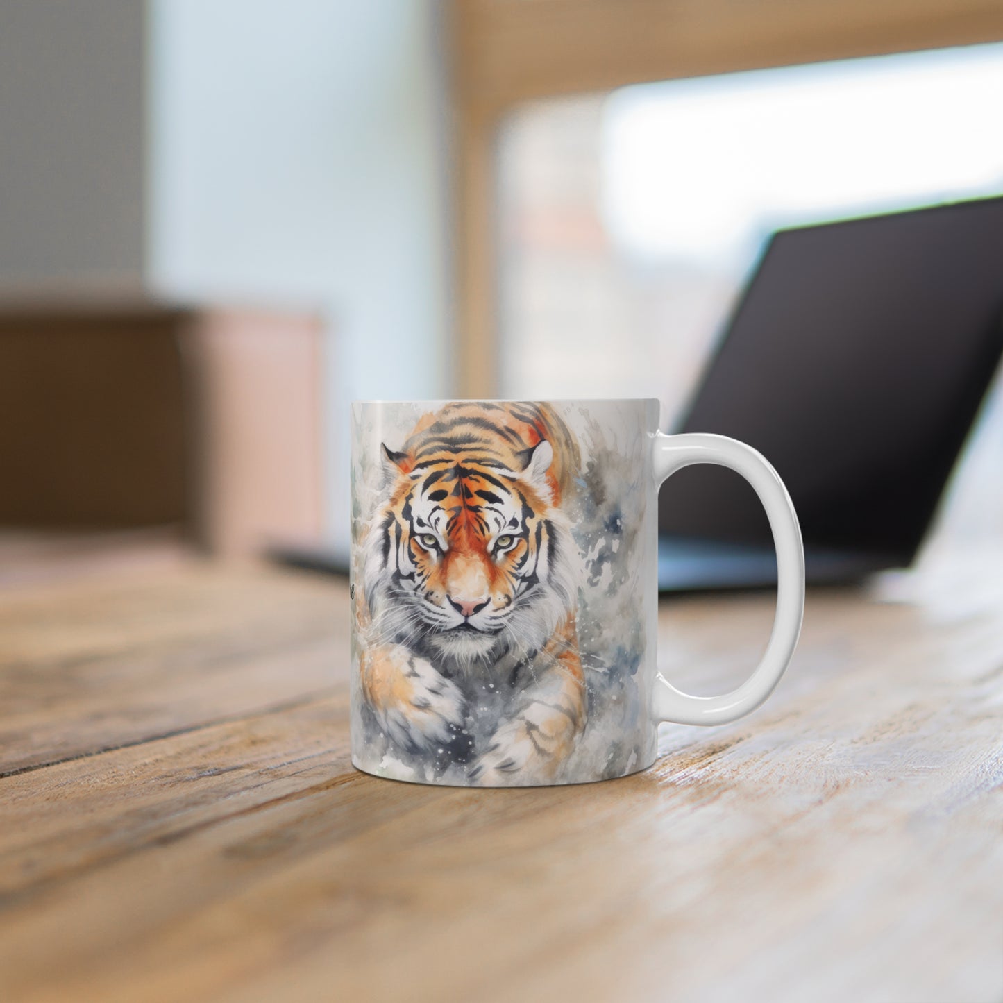 Twin Mystic Tigers: Personalize It! Your Name, Your Font | Ceramic Mug (Small)