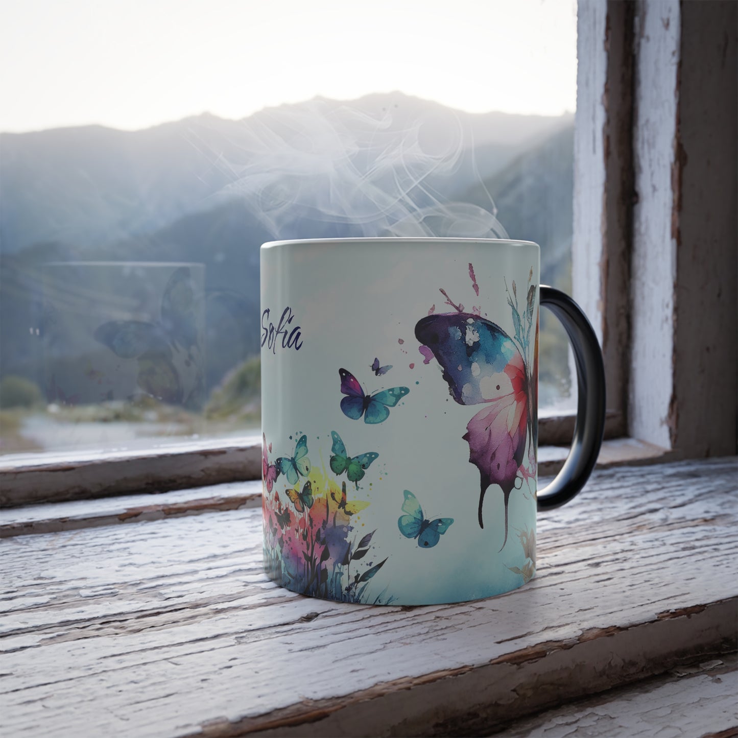 Watercolor Butterfly Garden Symphony · Personalize It! With Your Name | Magic Mug (Small)