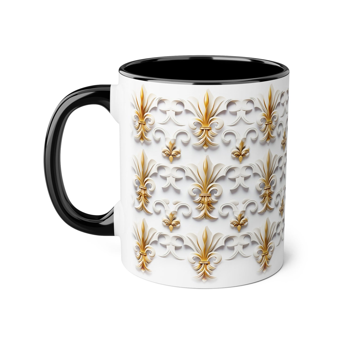 Fleur de Lys in 3D, Accent Mug (Small) (Black/Blue/Red/Yellow)