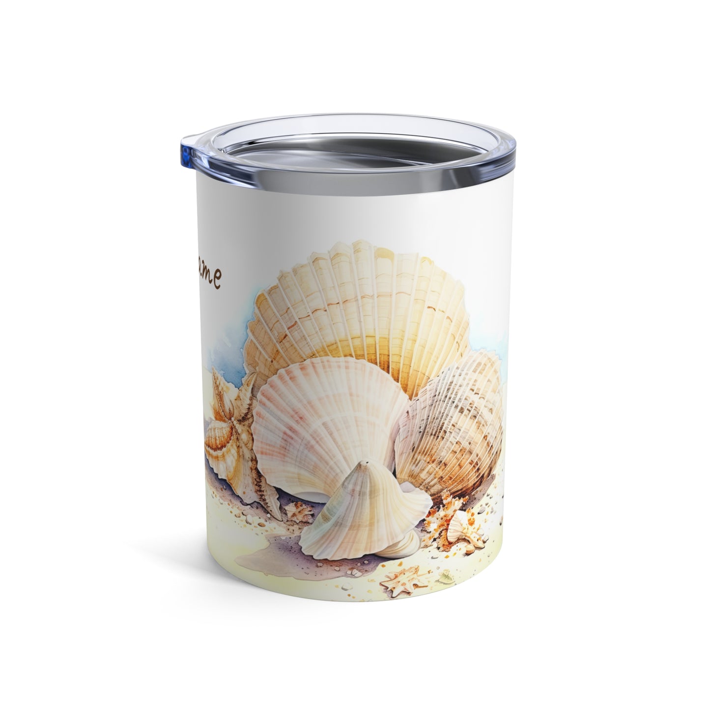 Serene Seashells Watercolor Art: Personalize It! Your Name, Font and Color | Small Tumbler 🇺🇸🇨🇦