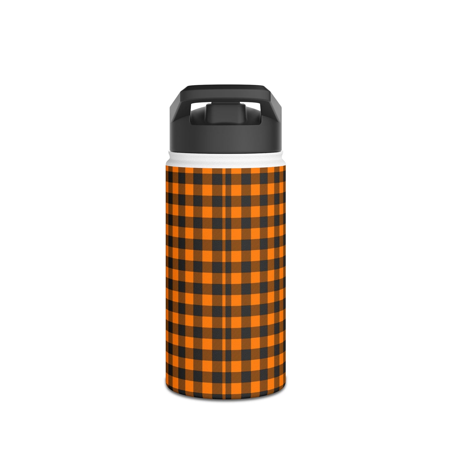 Black Orange Checks | Stainless Steel Water Bottle Standard Lid (Small/Medium)