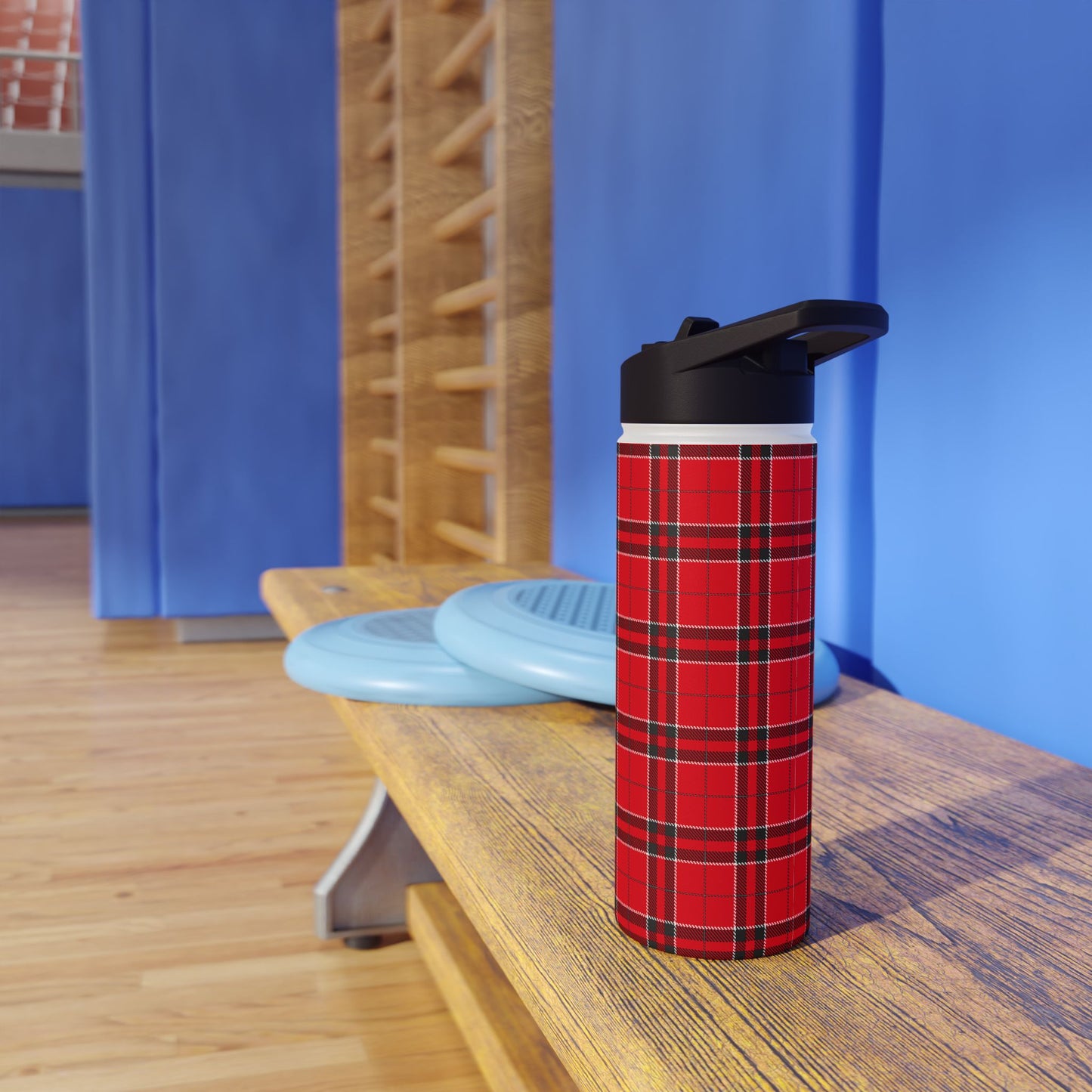 Red and Black Tartan Plaid | Stainless Steel Water Bottle Standard Lid (Small/Medium)