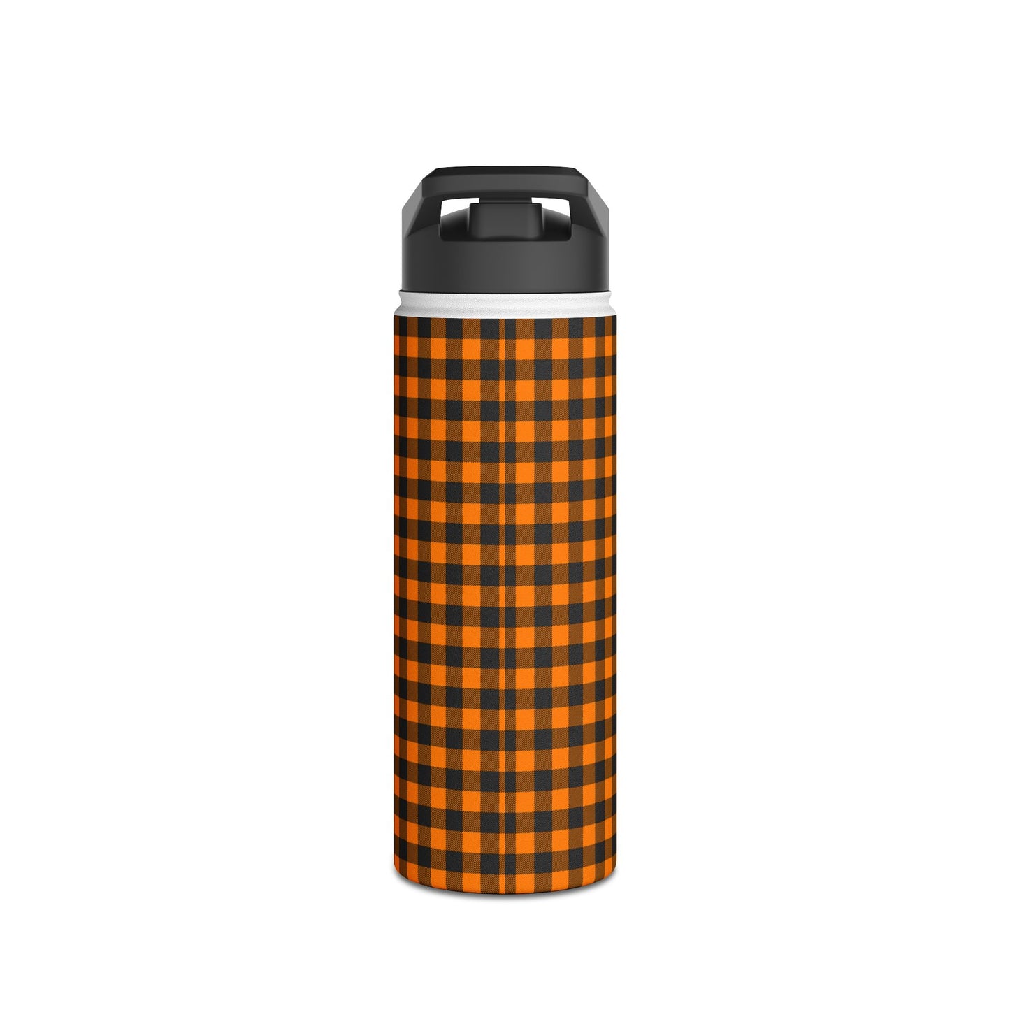 Black Orange Checks | Stainless Steel Water Bottle Standard Lid (Small/Medium)