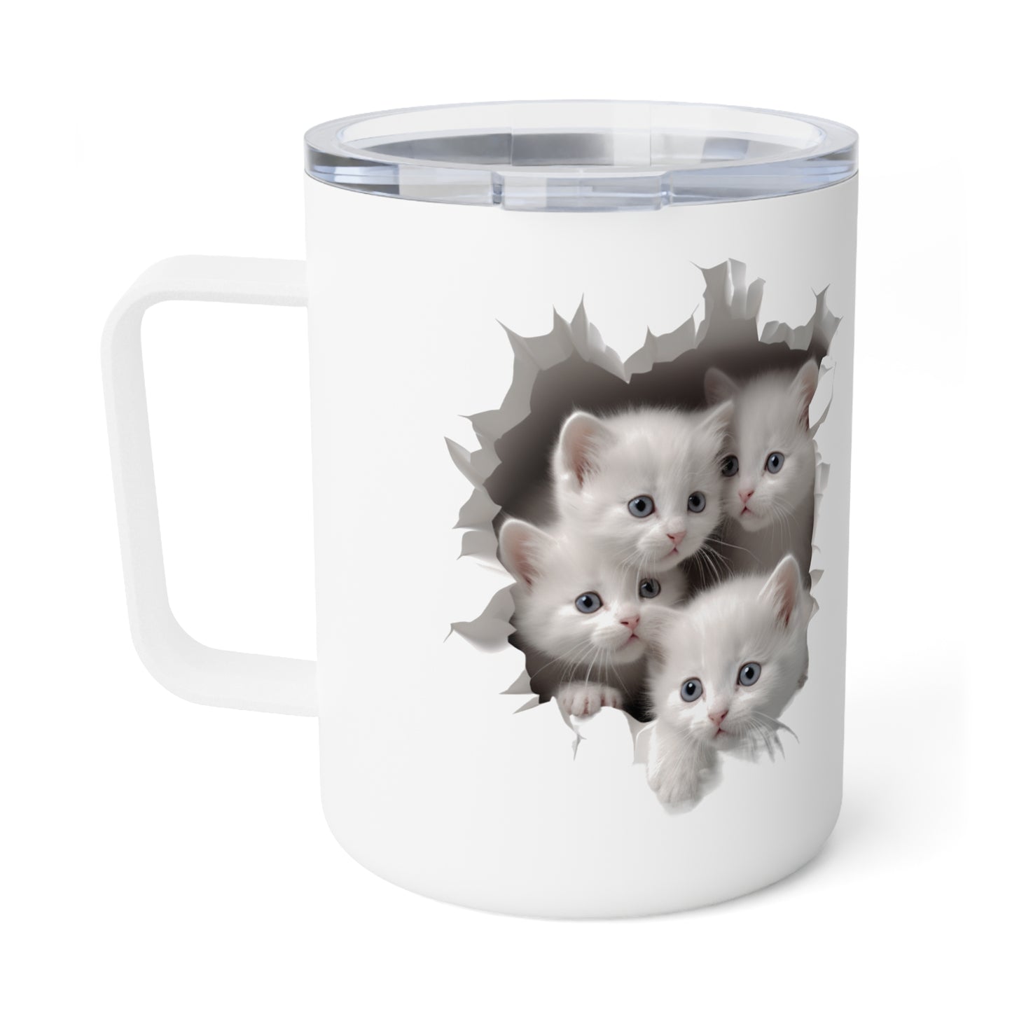 White Kittens in a Mug Hole | Insulated Coffee Mug