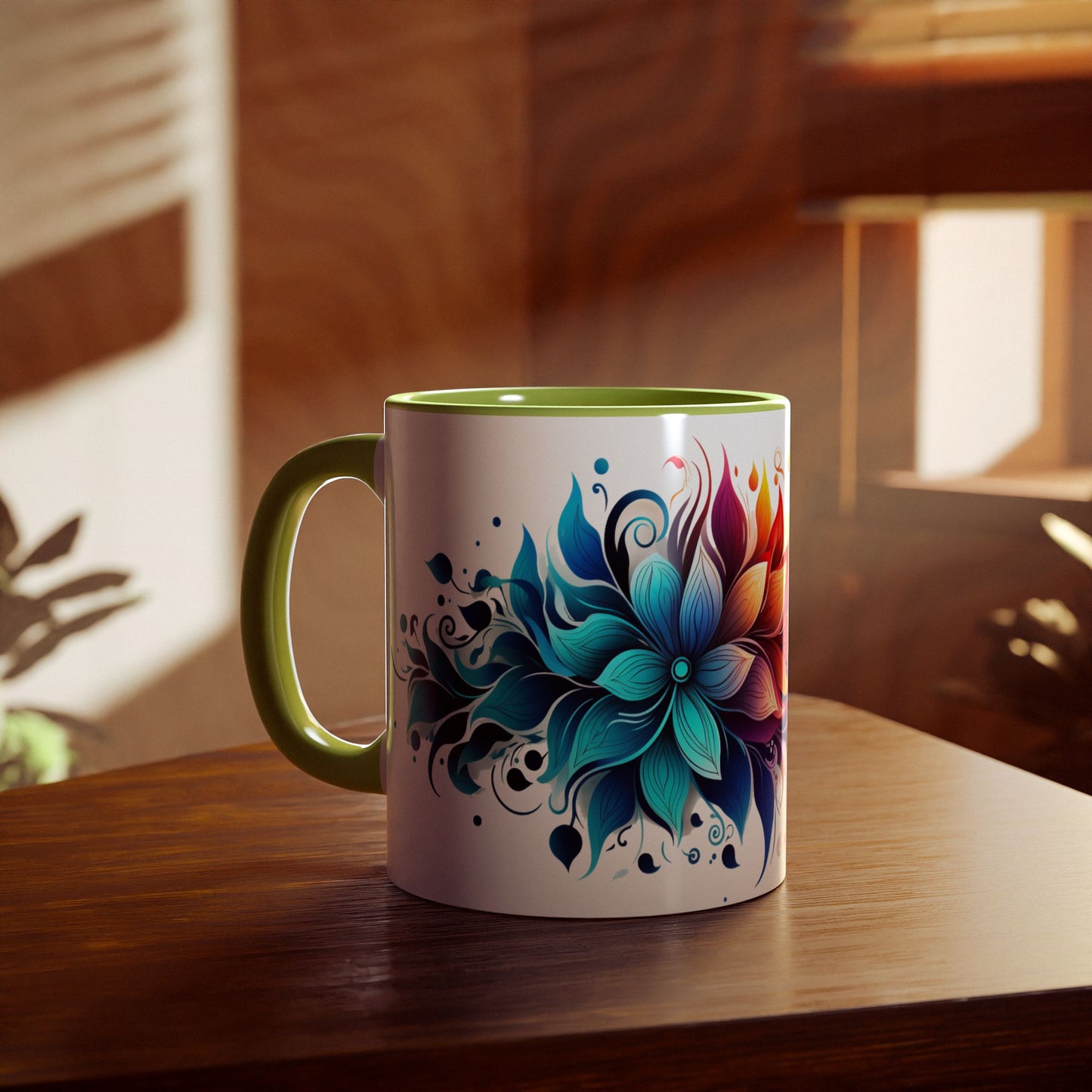 Vibrant Bloom Spectrum | Accent Mug (Small) (Black/Blue/Light Green/Pink/Red/Yellow).