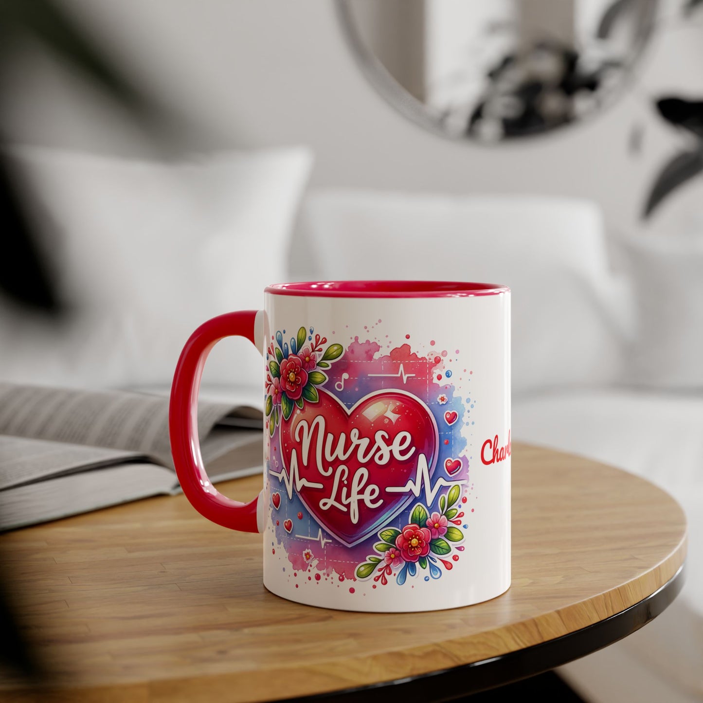 Nurse Life · Personalize It! Your Name | Accent Mug (Small) (Black/Blue/Light Green/Pink/Red/Yellow).