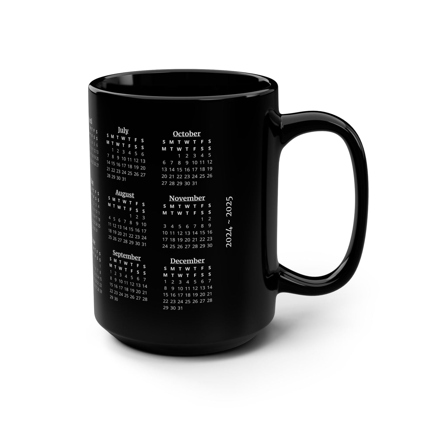 Wireframe Lovers, 2 Year Calendar 2024 to 2025, Black Mug Medium