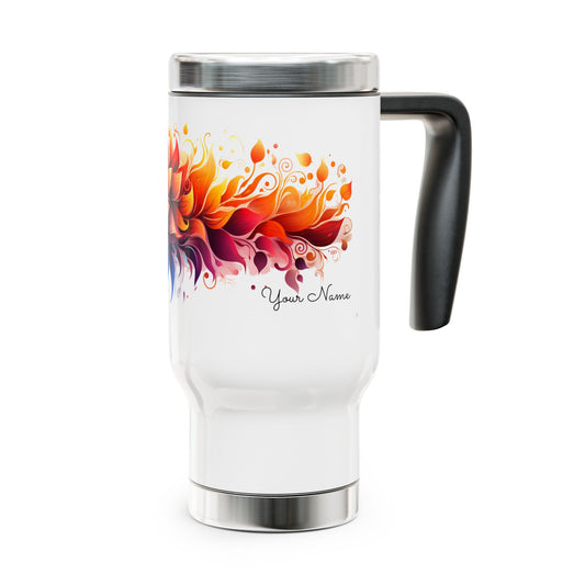 Vibrant Bloom Spectrum · Personalize It! Your Name | Stainless Steel Travel Mug with Handle