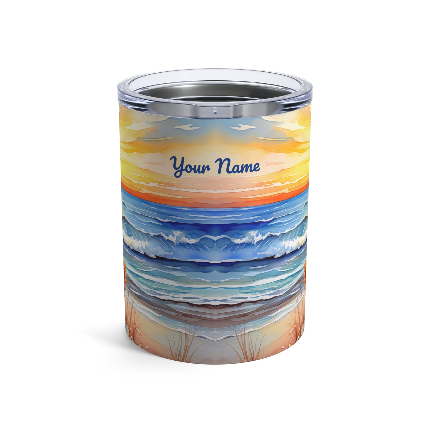 Sunset Beach Sunflowers Paradise: Personalize It! Your Name, Font and Color | Small Tumbler 🇺🇸🇨🇦