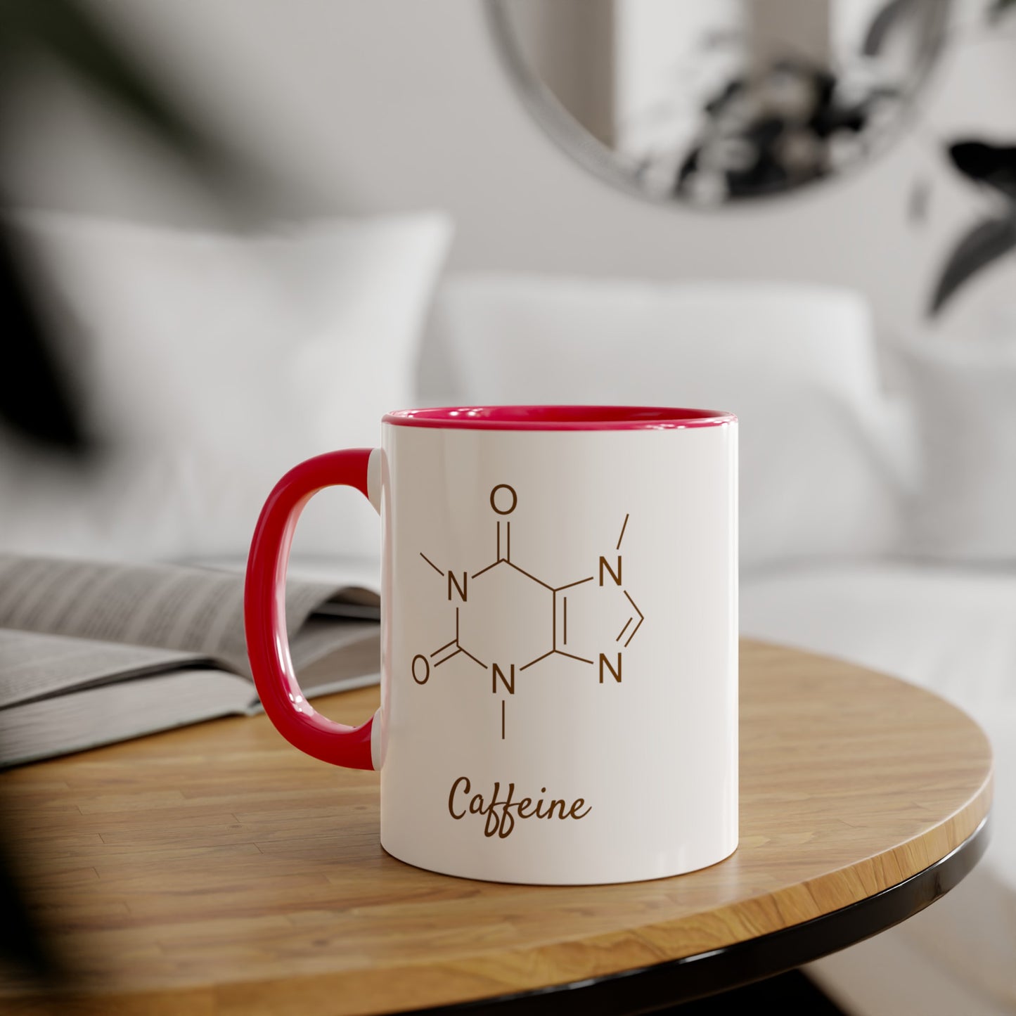 Caffeine Chemical Formula, Accent Mug (Small) (Light Green/Red)