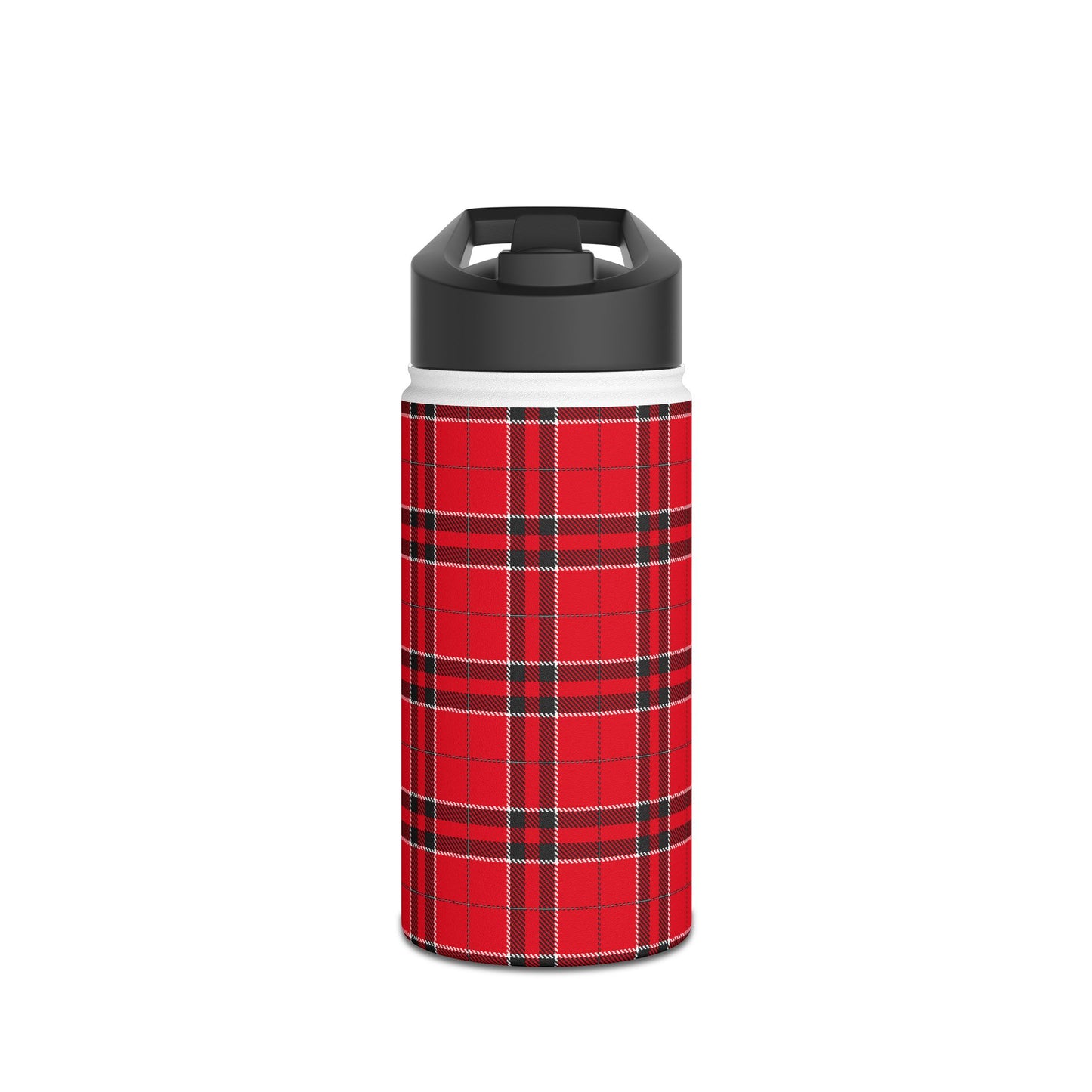 Red and Black Tartan Plaid | Stainless Steel Water Bottle Standard Lid (Small/Medium)