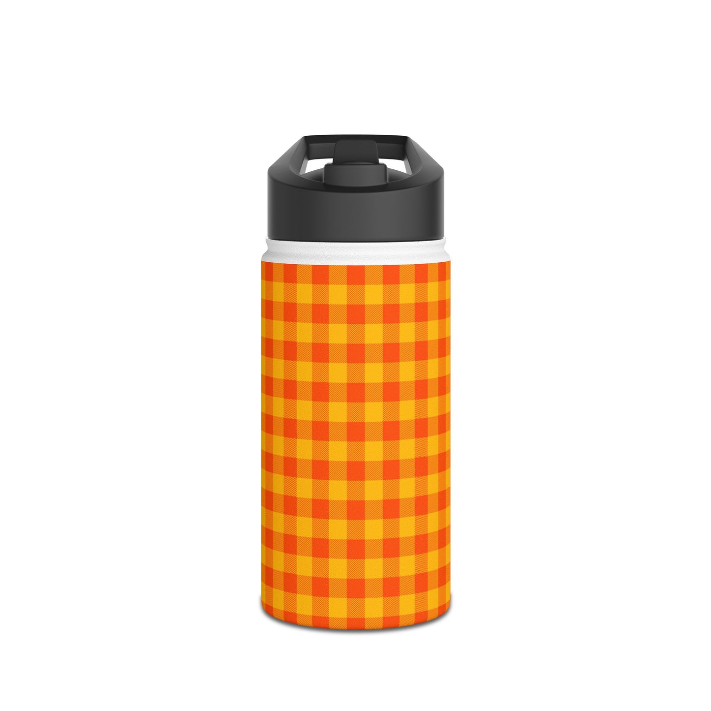 Orange Checks | Stainless Steel Water Bottle Standard Lid (Small/Medium)