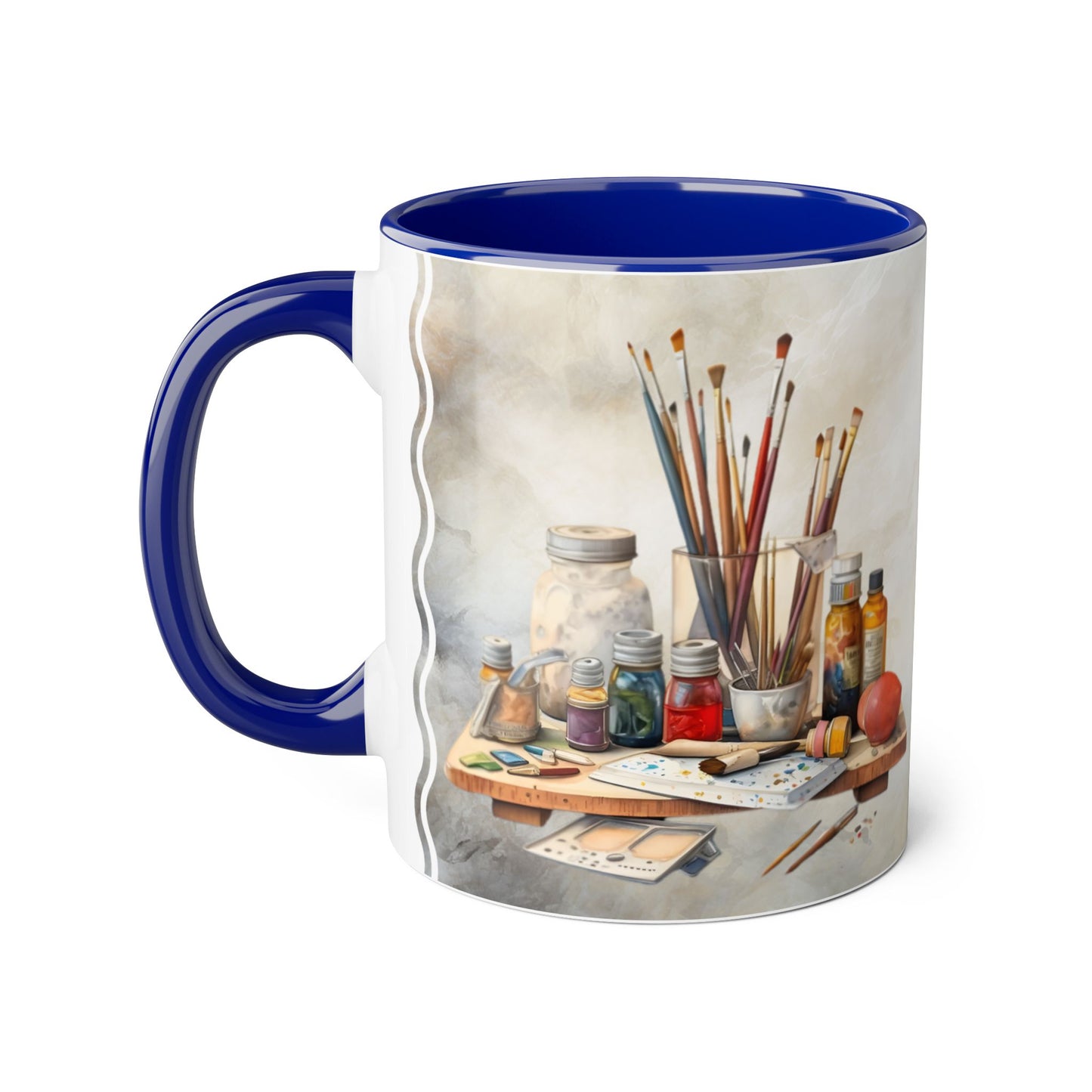 Artist's Painting Tools, Personalize It! Your Name, Accent Mug (Small) (Black/Light Green/Pink/Navy Blue/Red/Yellow)