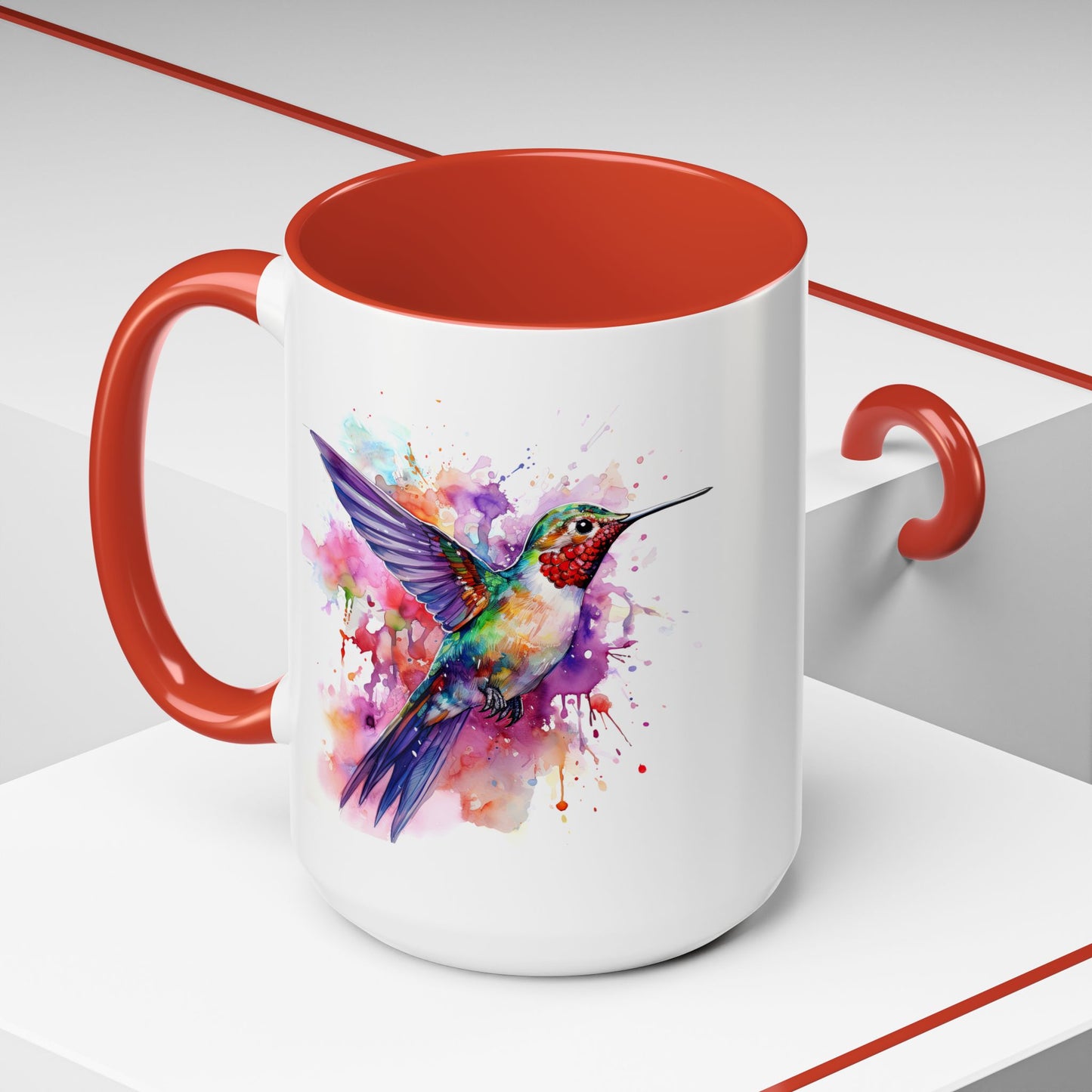 Hummingbird · Personalize It! With Your Name | Accent Mug (Small/Medium) (Black, Light Blue, Navy, Orange, Pink, Purple, Red, Yellow)