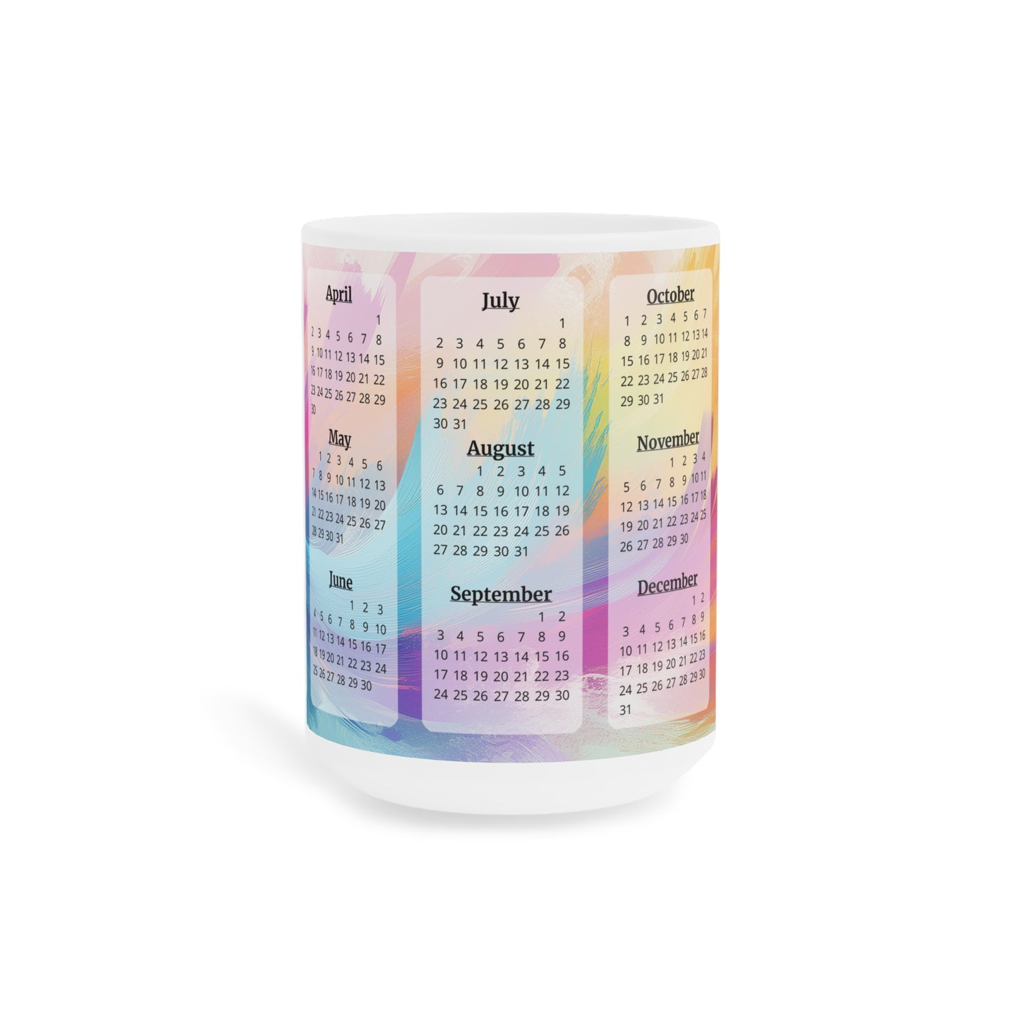 Palette of Pinks and Pastels · Calendar Mugs: 15-Year Calendar: 2023 to 2037 | Ceramic Mug (Small/Medium/Large).