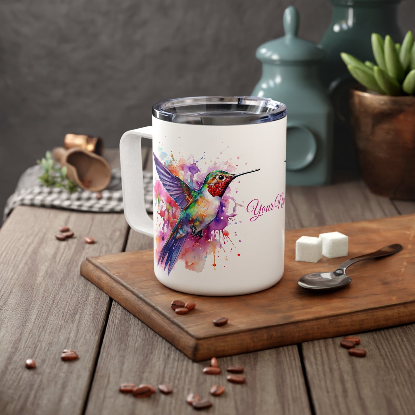 Hummingbird · Personalize It! Your Name | Insulated Coffee Mug