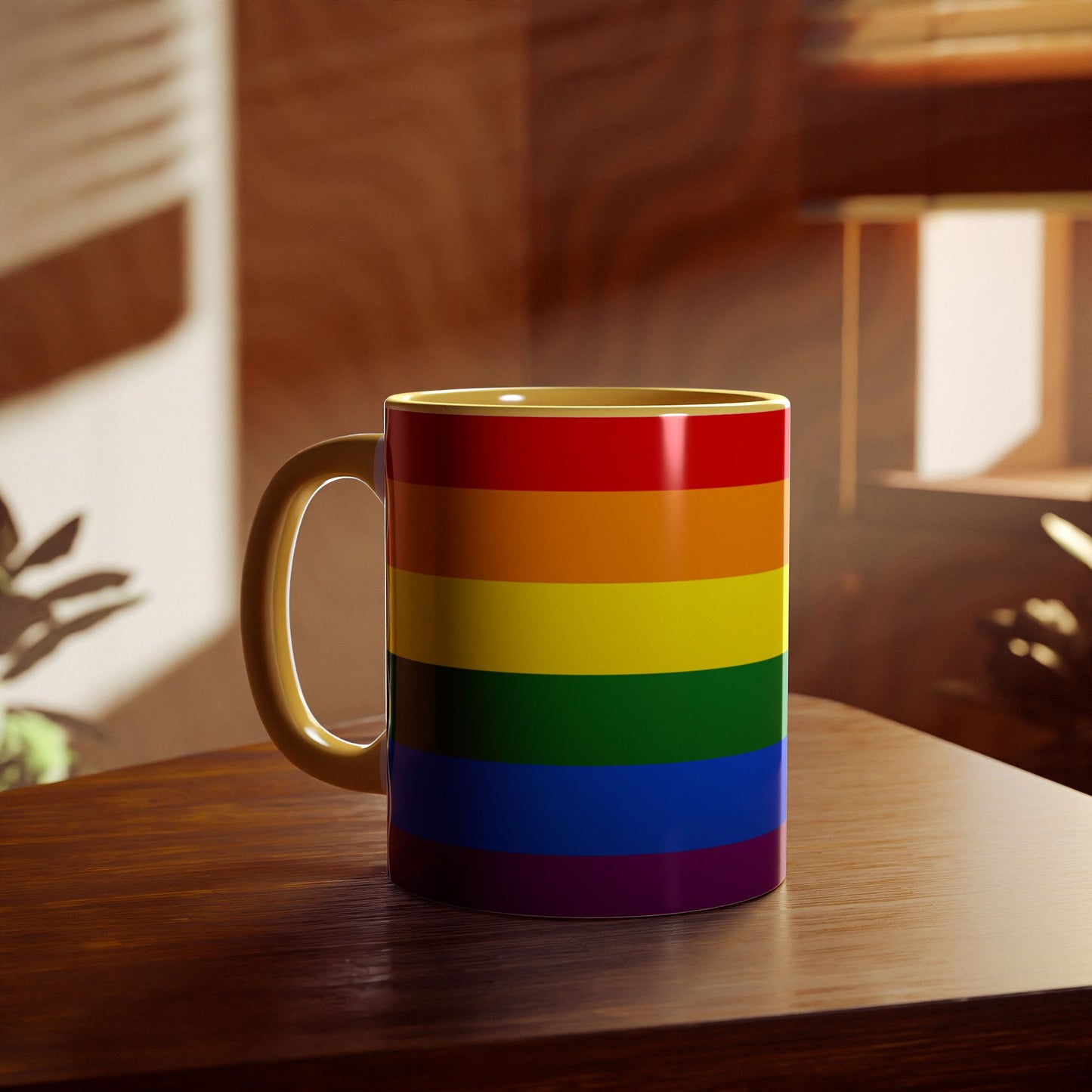 Rainbow Flag Colors | Accent Mug (Small) (Blue/Light Green/Red/Yellow).