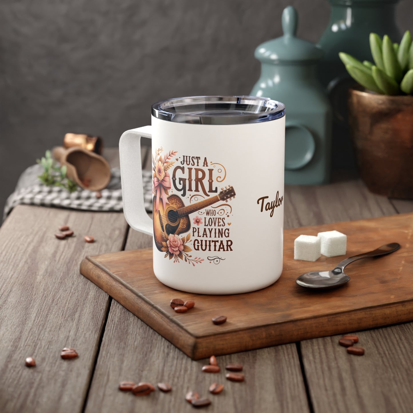 Just A Girl Who Loves Playing Guitar · Personalize It! With Your Name | Insulated Coffee Mug