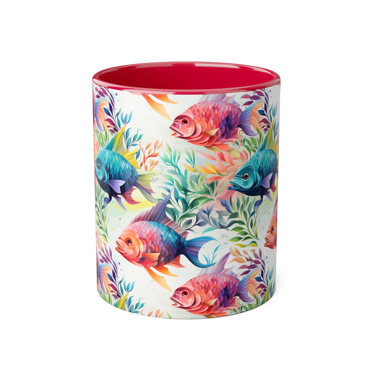 Fish Garden, Accent Mug (Small) (Light Green/Red/Yellow)