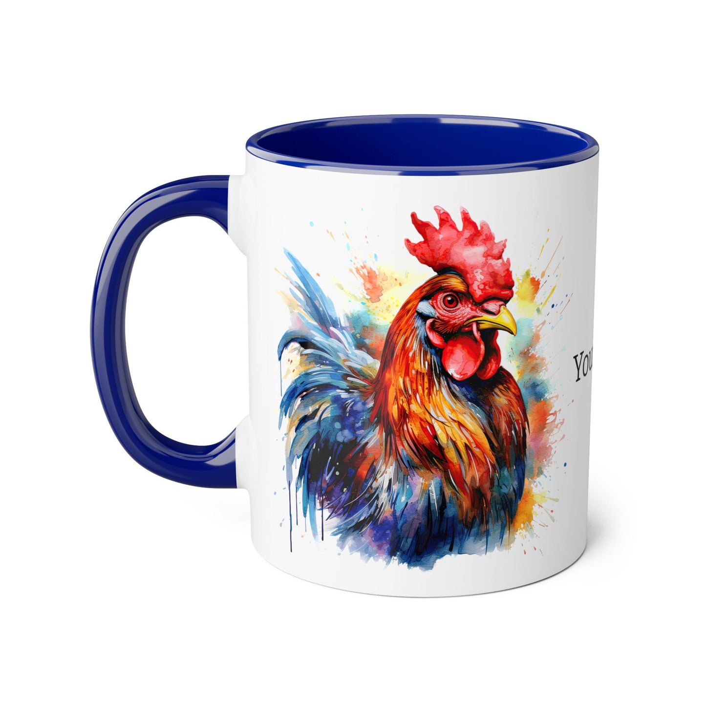 Majestic Rooster: Personalize It! Your Name and Font | Accent Mug (Small) (Black/Blue/Light Green/Pink/Red/Yellow) 🇨🇦🇺🇸