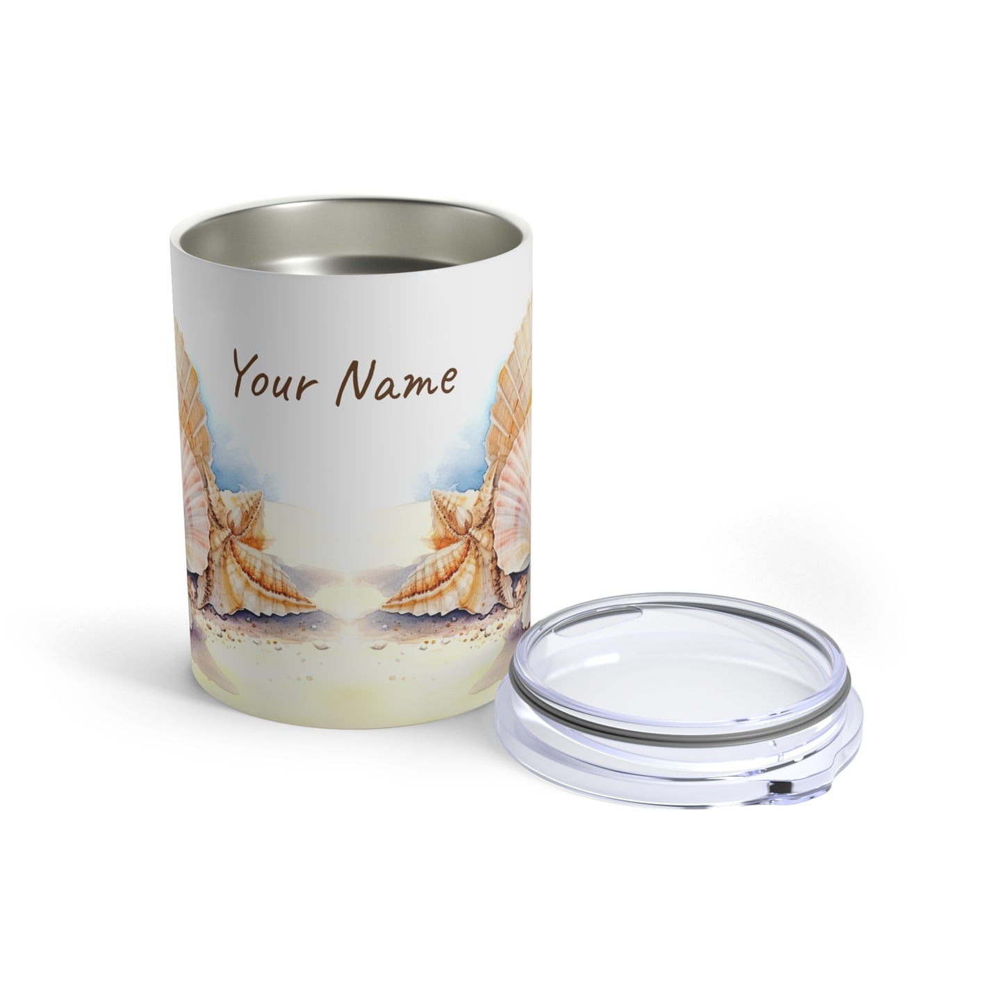 Serene Seashells Watercolor Art: Personalize It! Your Name, Font and Color | Small Tumbler 🇺🇸🇨🇦