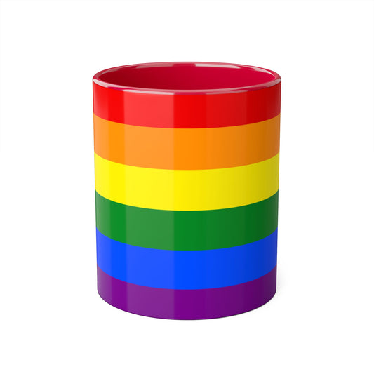 Rainbow Flag Colors | Accent Mug (Small) (Blue/Light Green/Red/Yellow).