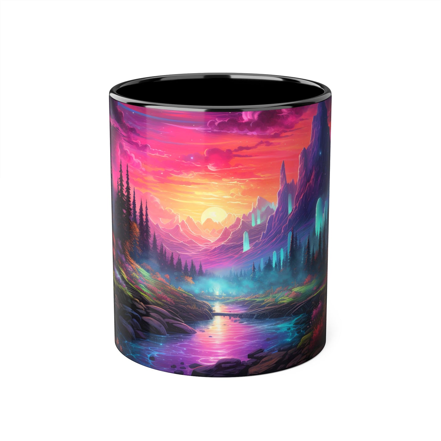 Ethereal Twilight Valley · Personalize It! Your Name and Font | Accent Mug (Small) (Black/Blue/Red).