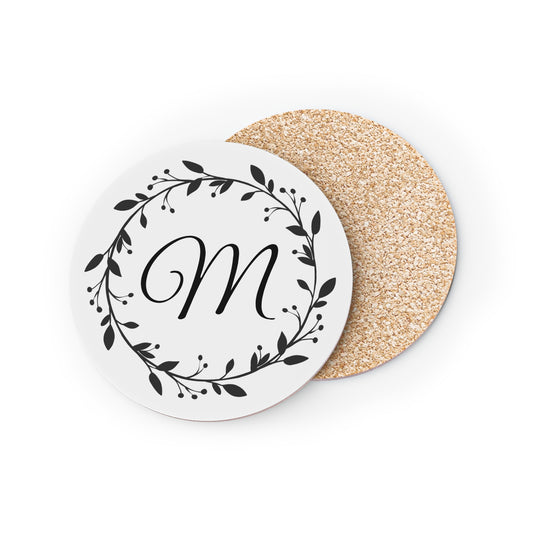 Family Name Wreath Monogram, Personalize It! Family Name Monogram, Coasters (Round)