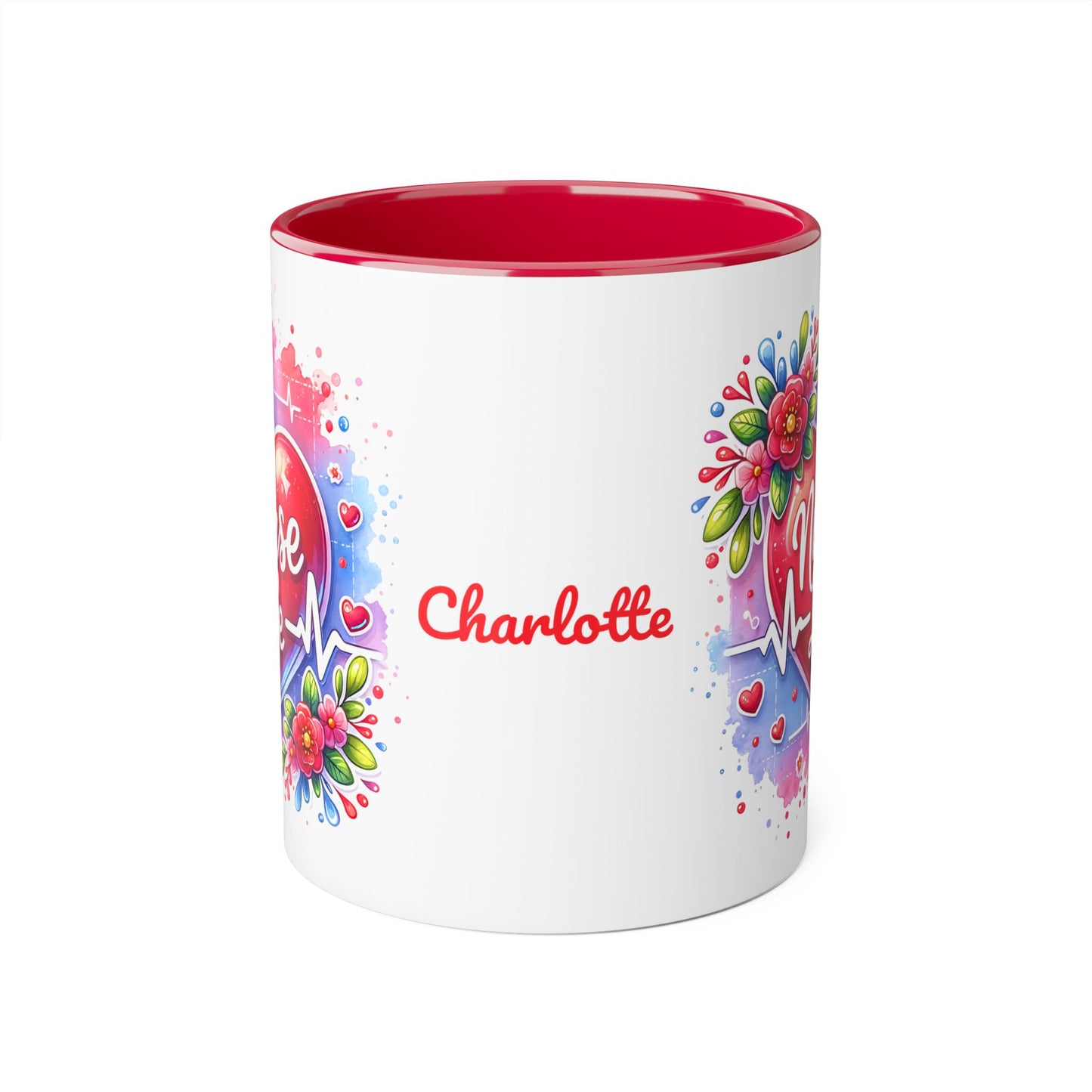 Nurse Life · Personalize It! Your Name | Accent Mug (Small) (Black/Blue/Light Green/Pink/Red/Yellow).