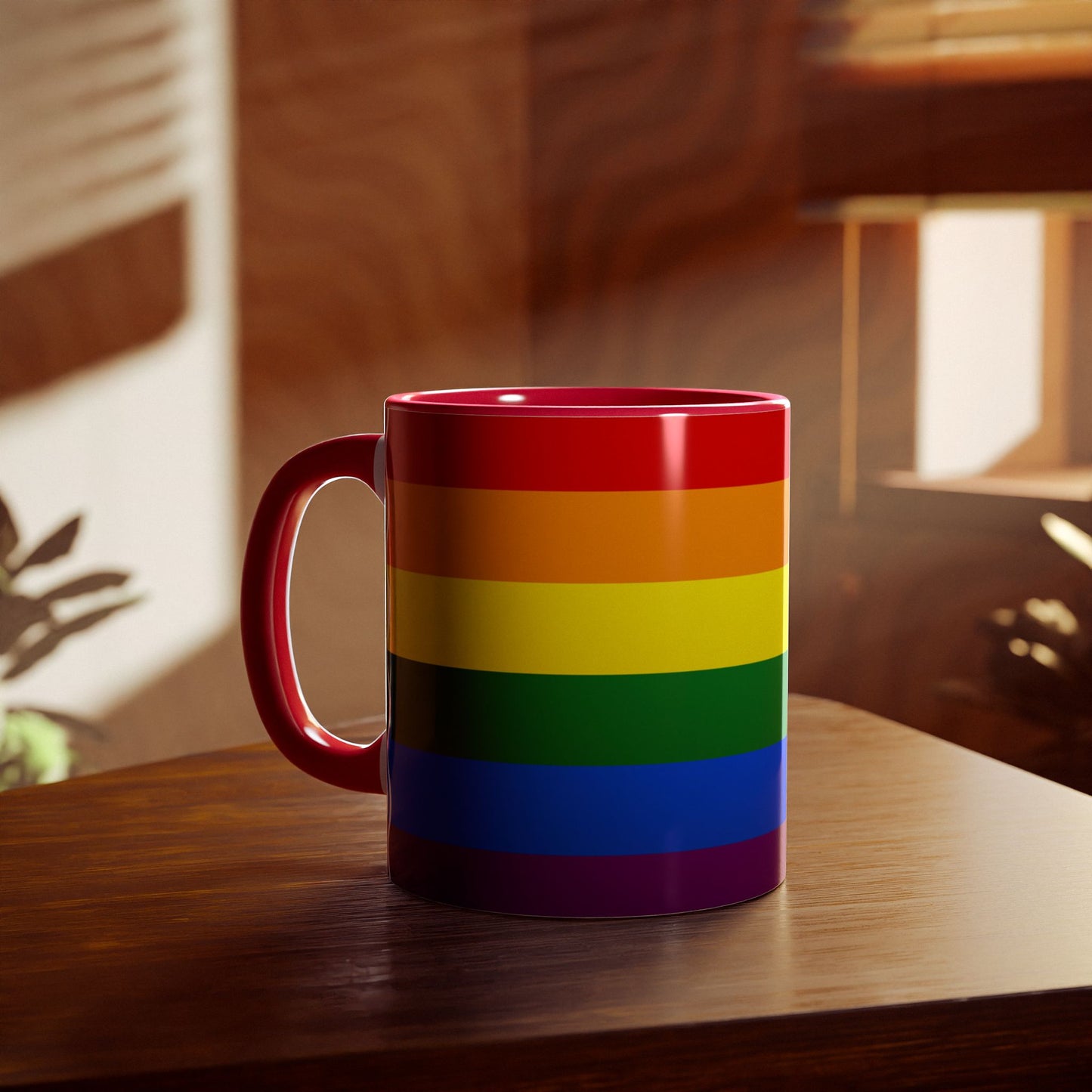 Rainbow Flag Colors | Accent Mug (Small) (Blue/Light Green/Red/Yellow).