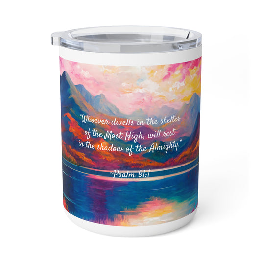 Autumn Lake, Psalm 91, Insulated Coffee Mug