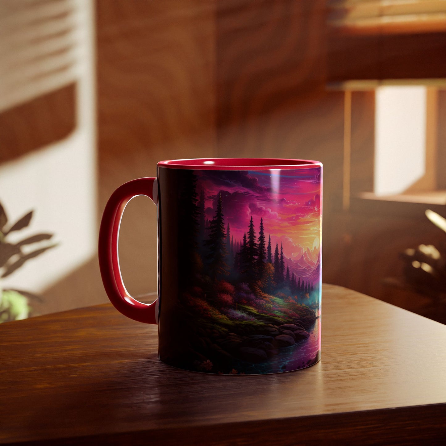 Ethereal Twilight Valley: Personalize It! Your Name, Your Font | Accent Mug (Small) (Black/Blue/Red)